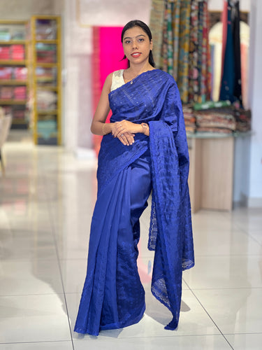 Shiffli Embroidery Pattern Semi Tussar Saree | YNG156