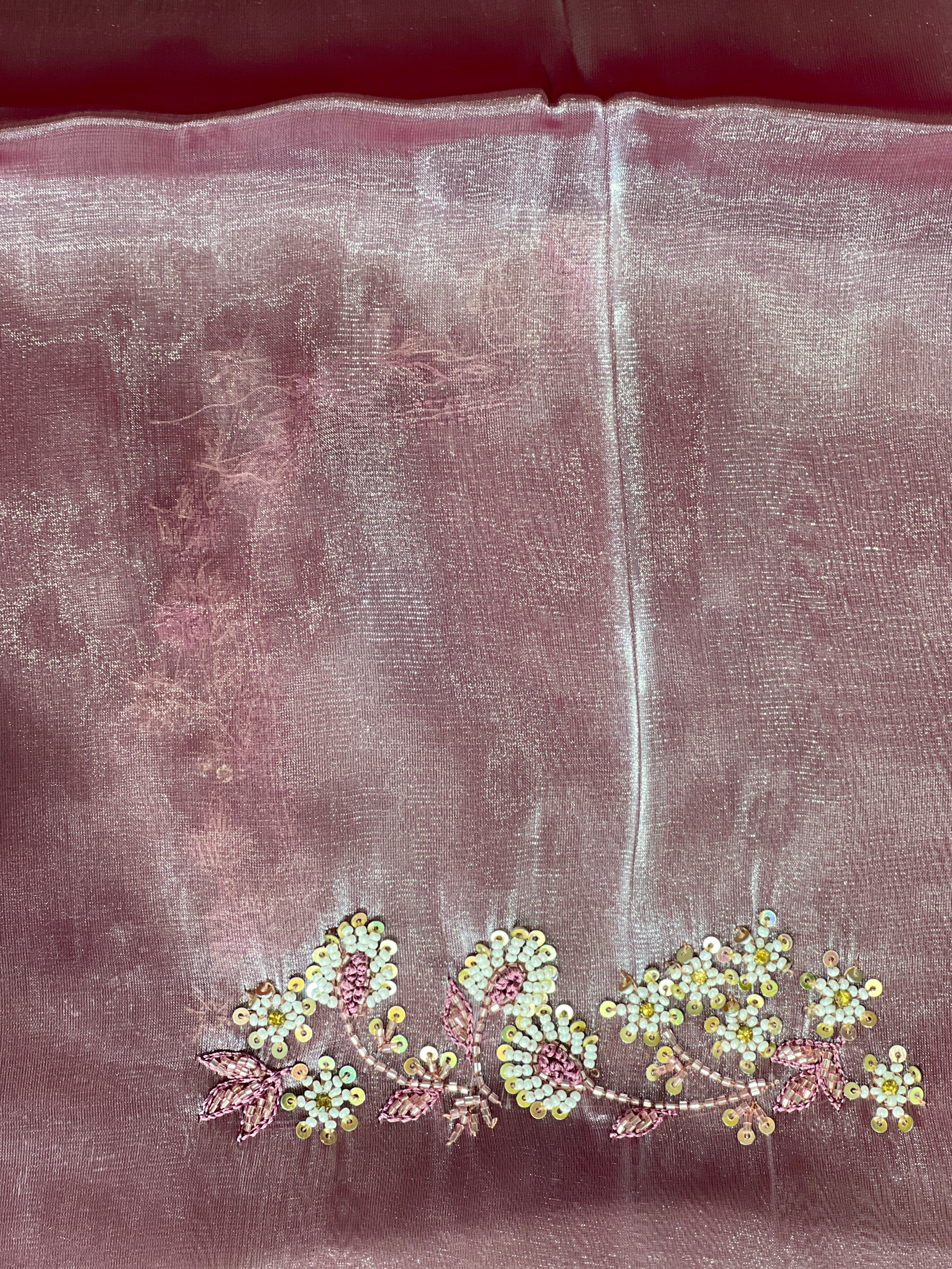 Hand Embroidery Detailed Shimmer Organza Saree | DNT1008