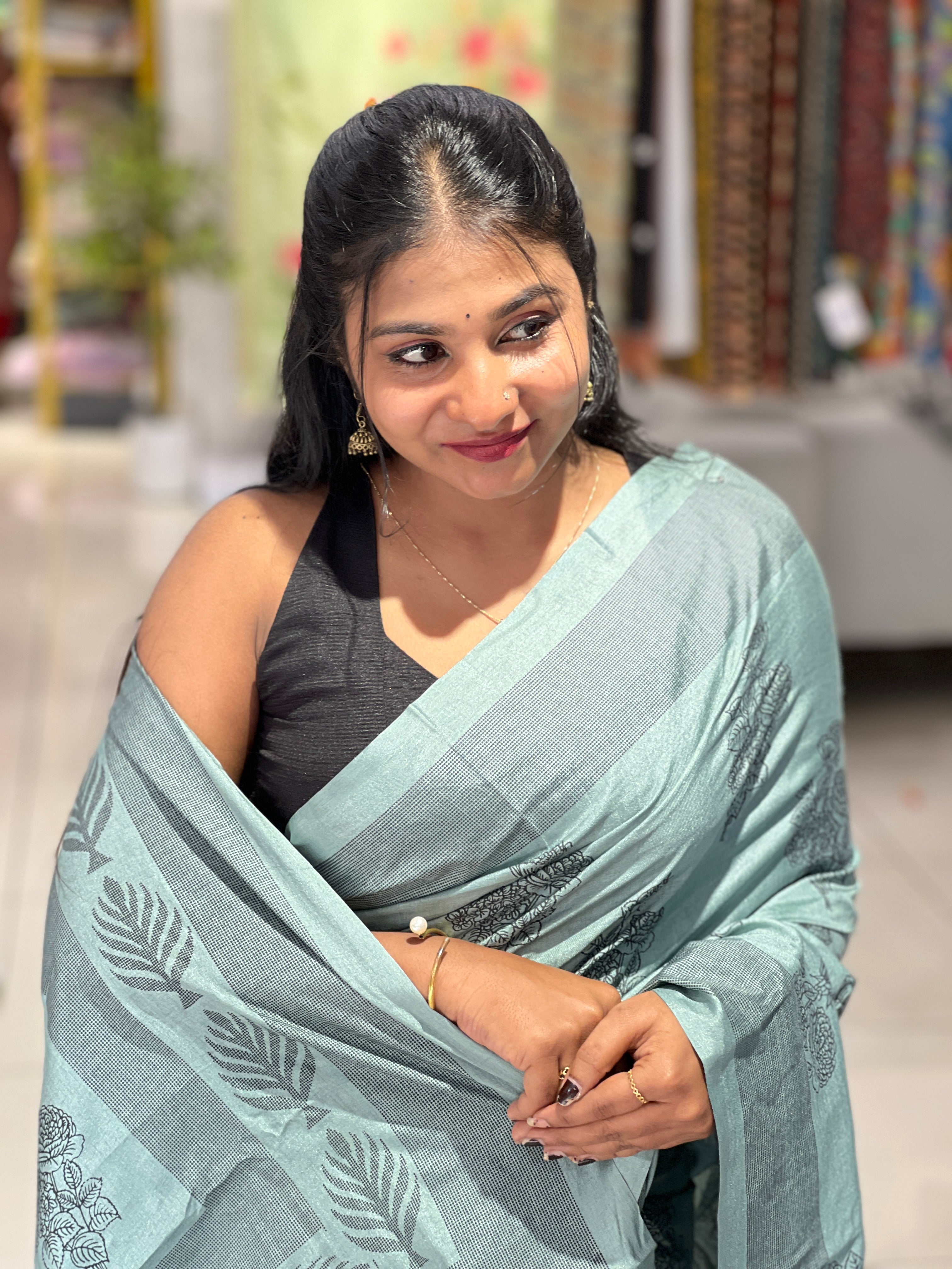 Floral Printed Semi Silk Saree | RMP118