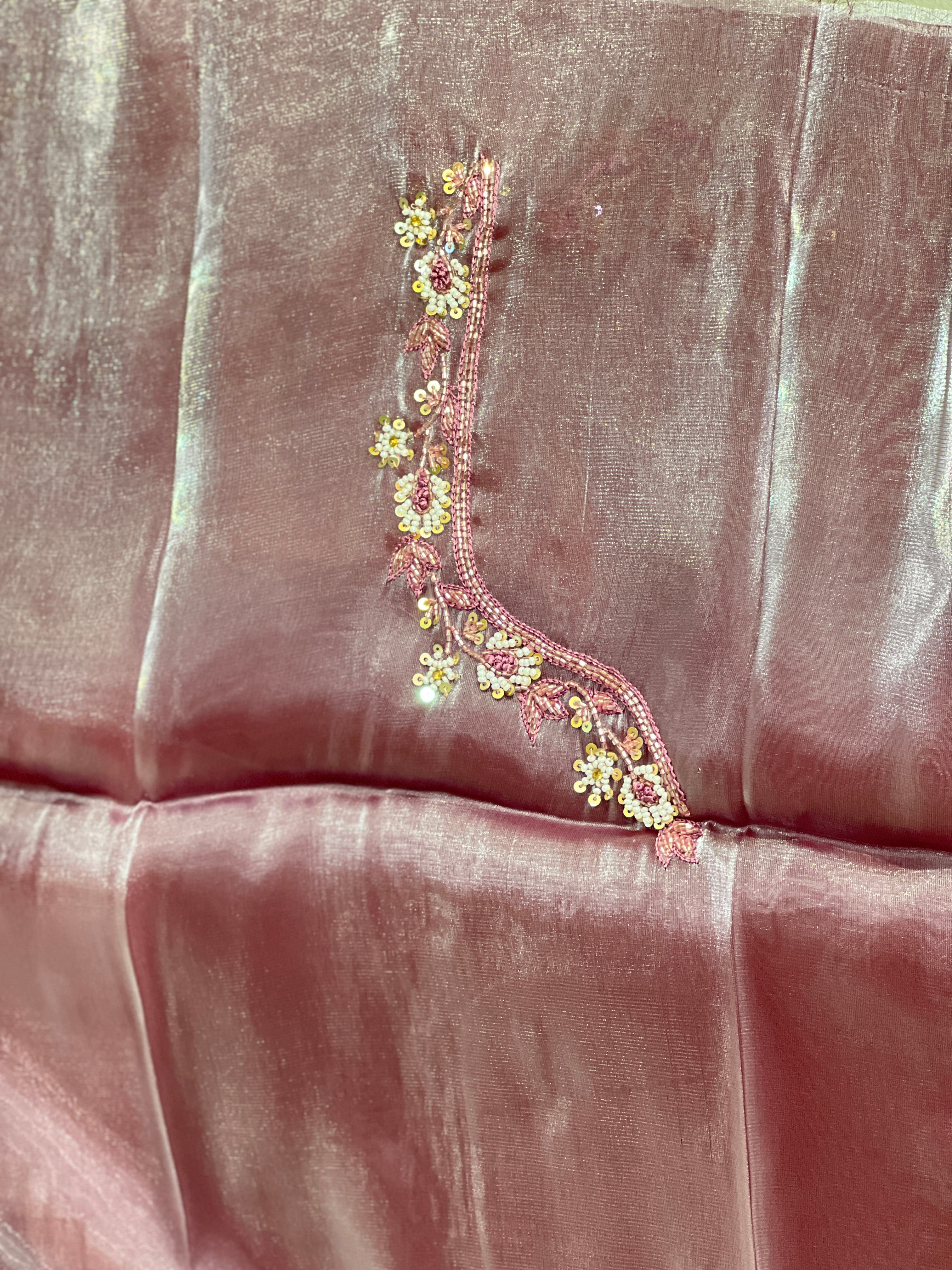 Hand Embroidery Detailed Shimmer Organza Saree | DNT1008