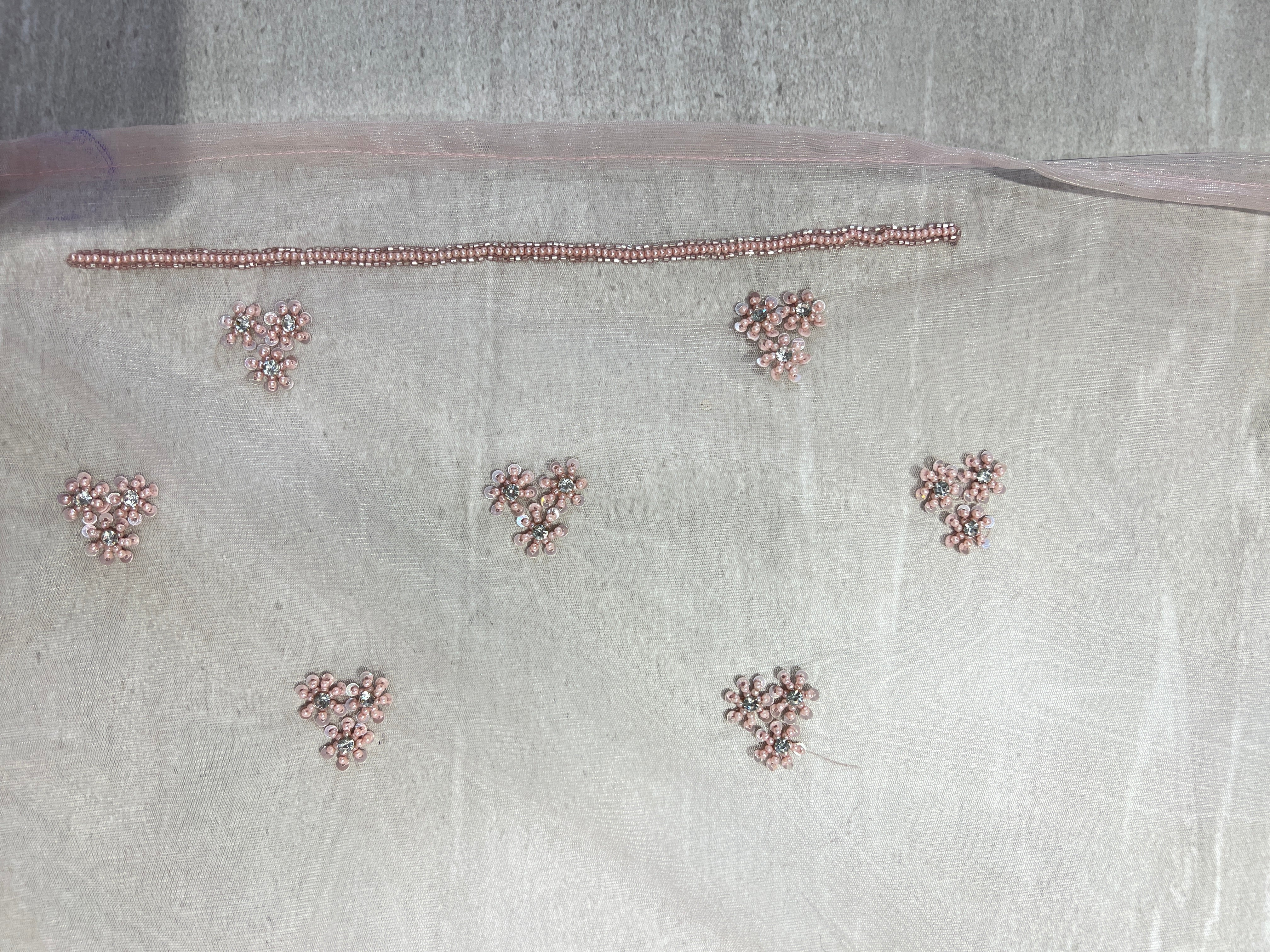 Beads Work Embroidered Net Saree | SBP1018