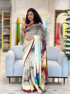 Printed Design Crepe Saree | MRD353