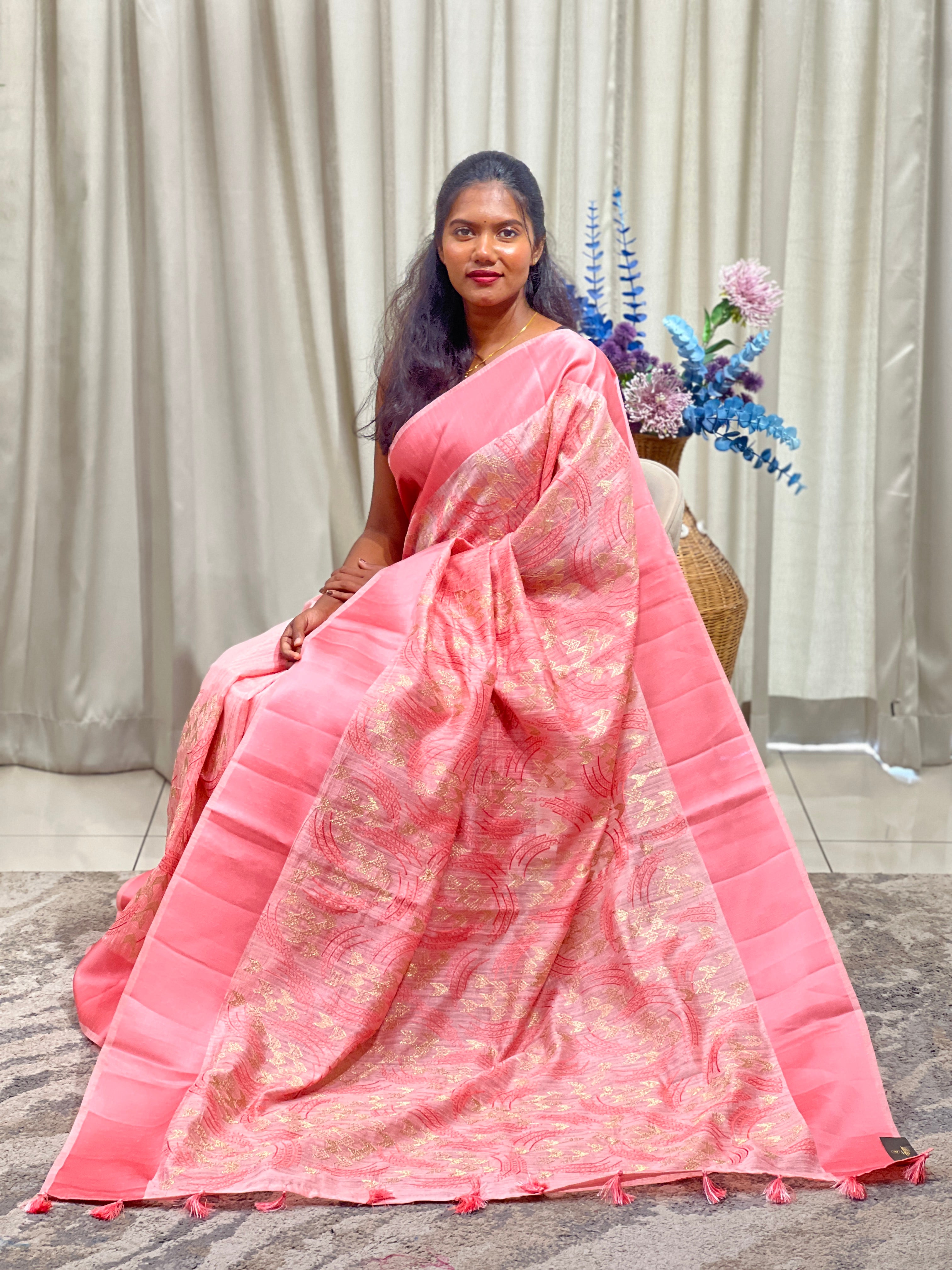 Geometric Pattern Green Silk Saree | ZSS505