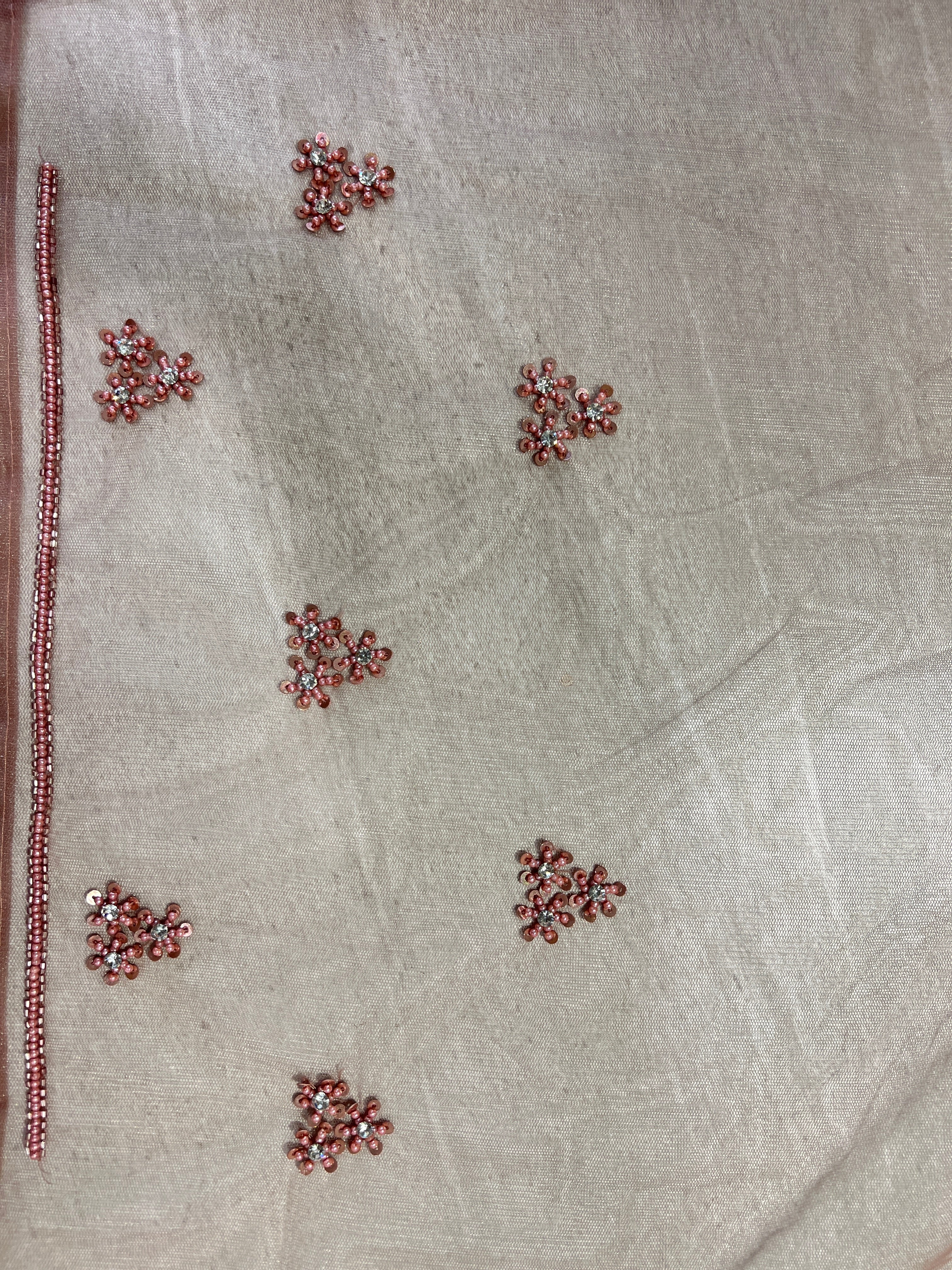 Beads Work Embroidered Net Saree | SBP1016