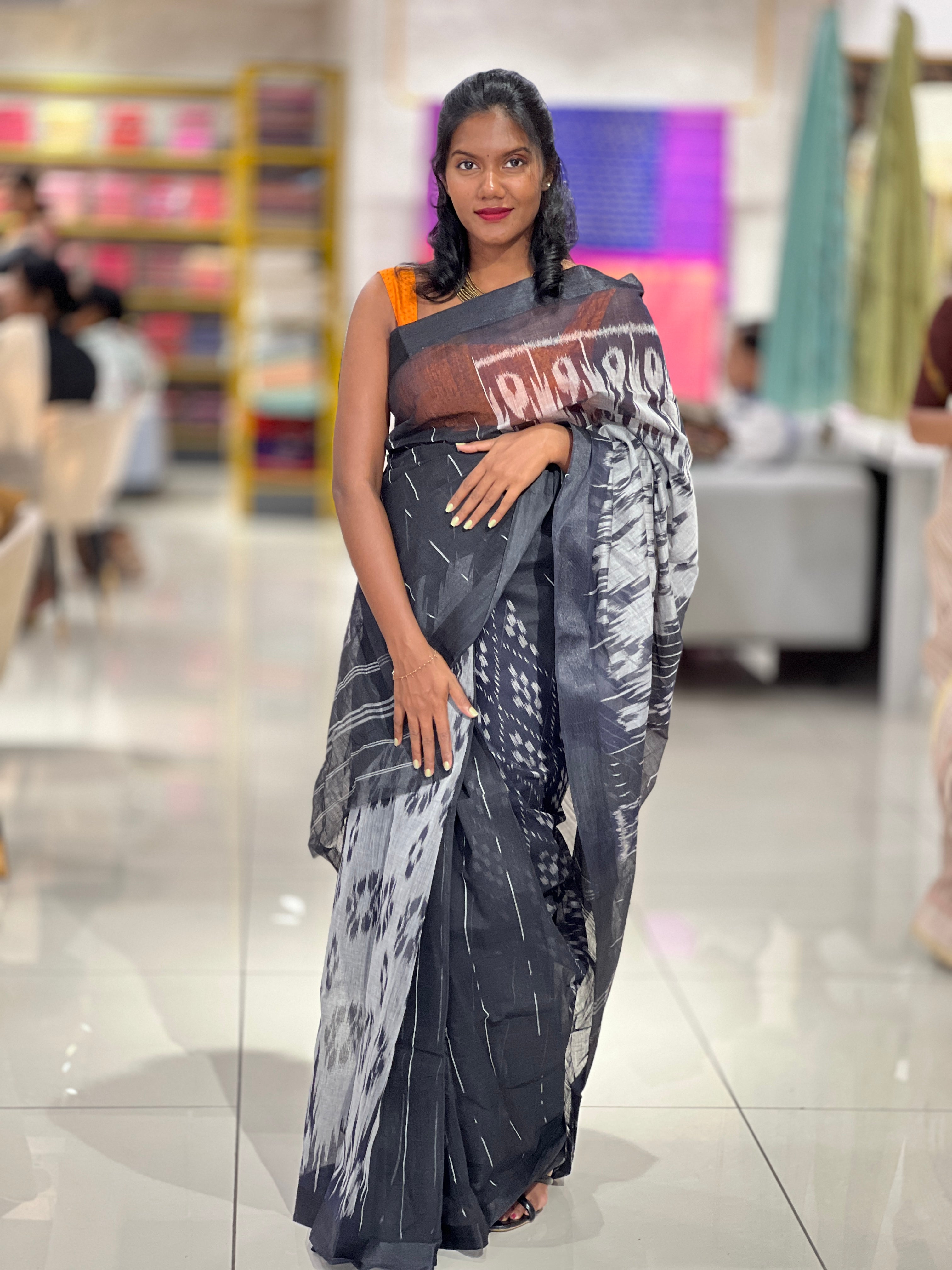 Ikat Weaving Pattern Cotton Saree | AYD123