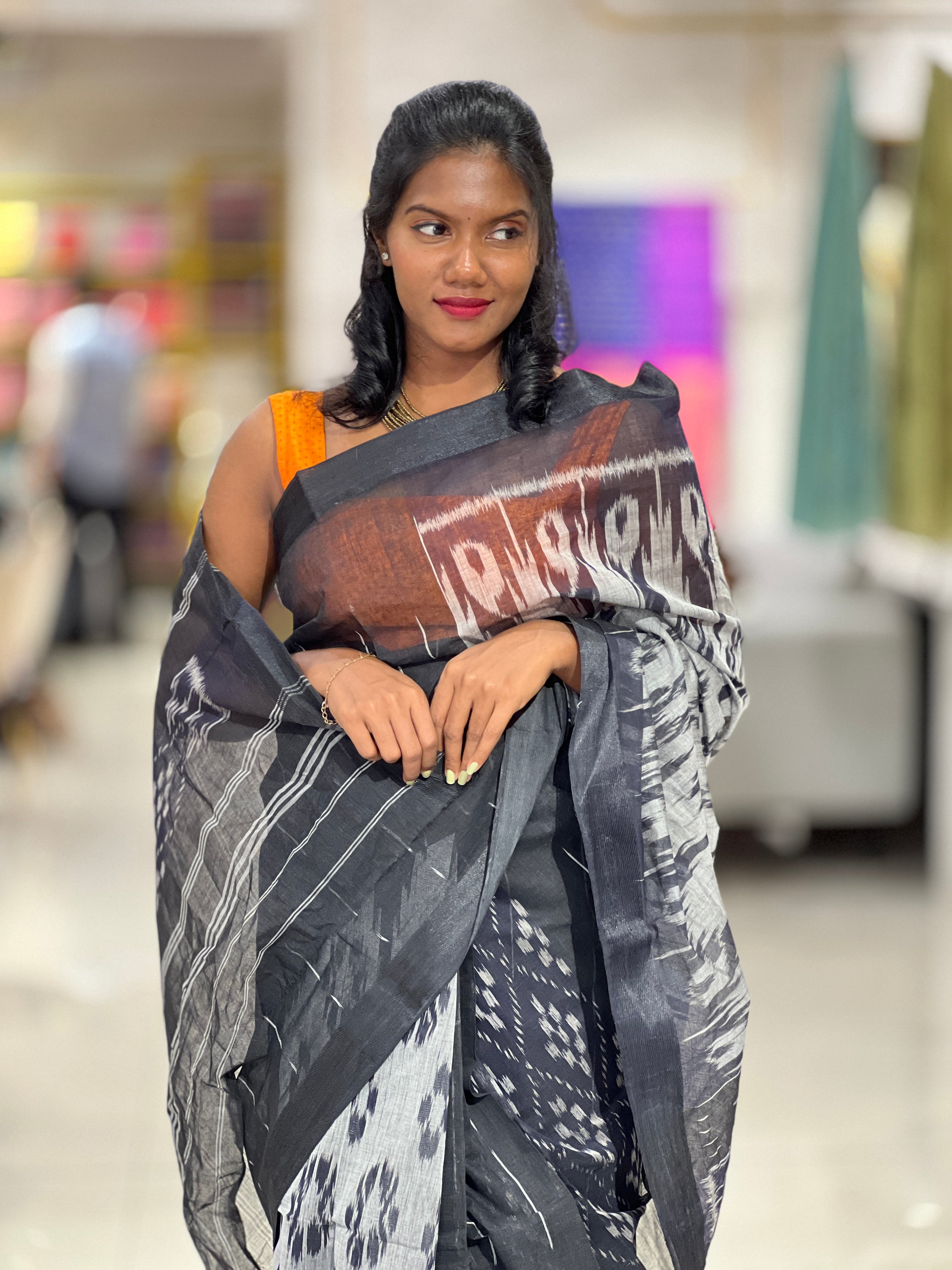 Ikat Weaving Pattern Cotton Saree | AYD123