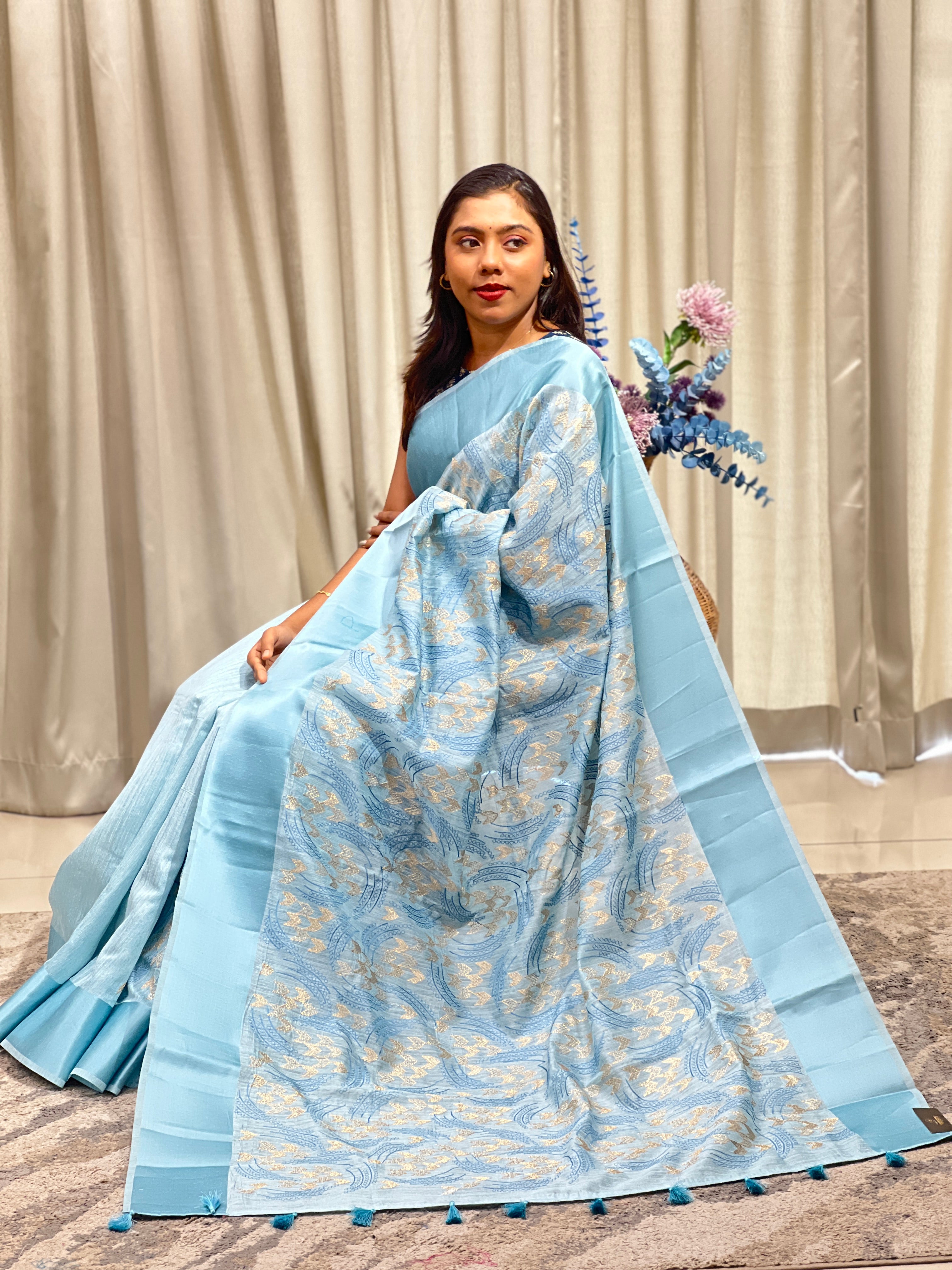 Geometric Pattern Green Silk Saree | ZSS502