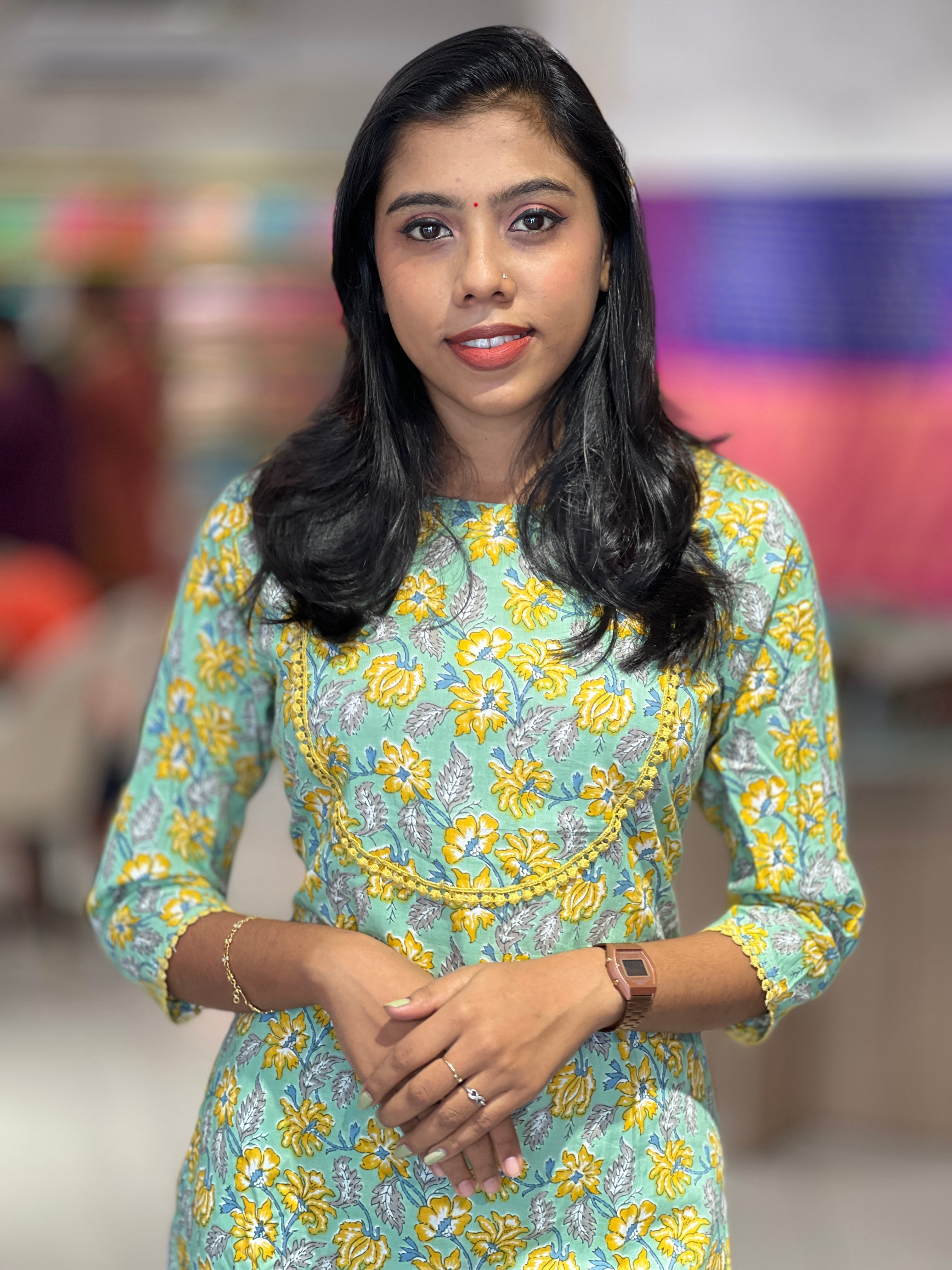 Floral Printed Pattern Cotton Kurta Set | TBS125