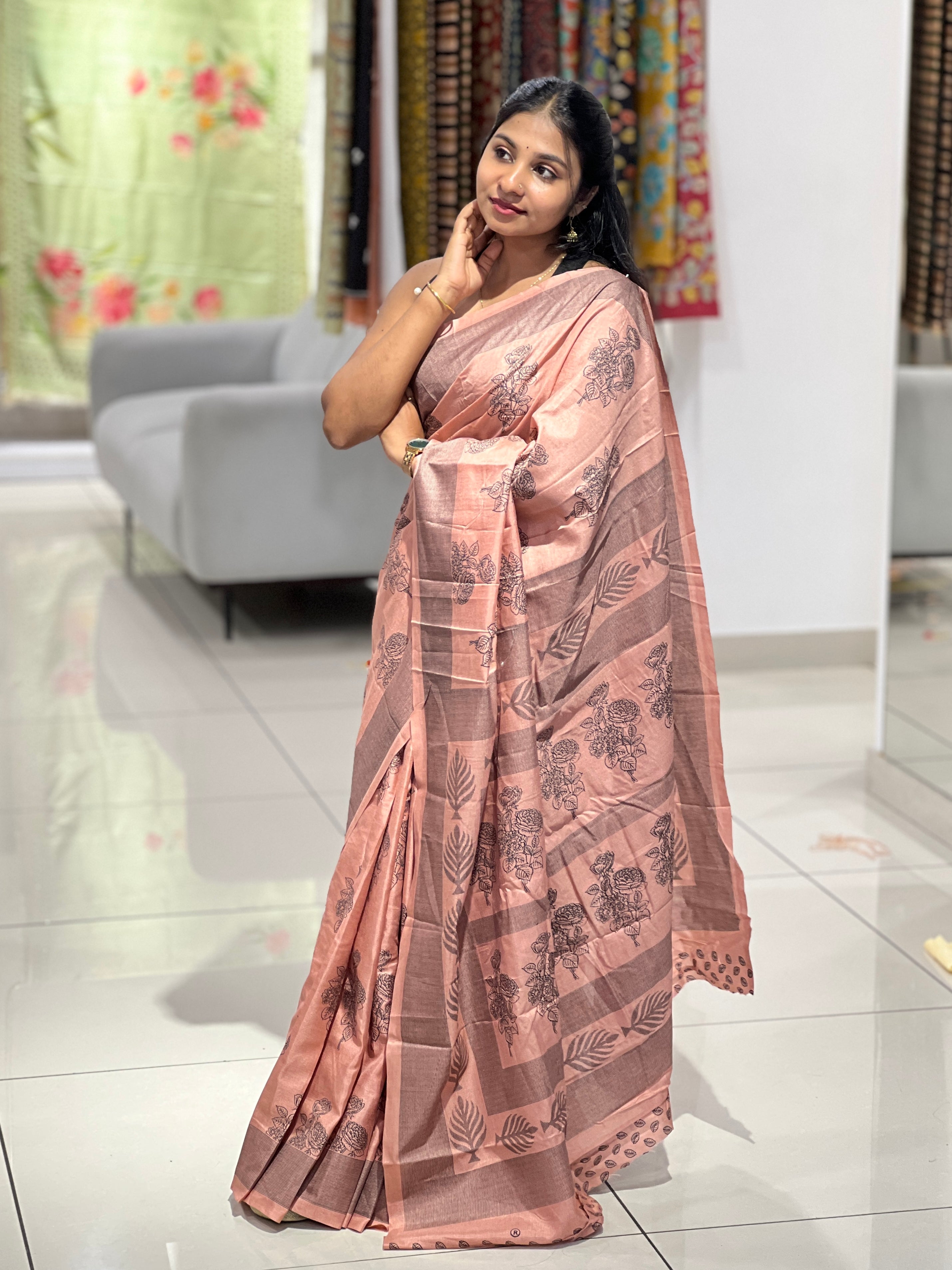 Floral Printed Semi Silk Saree | RMP120
