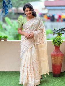 Floral Emboridery Chanderi Finish  Saree | BLD438