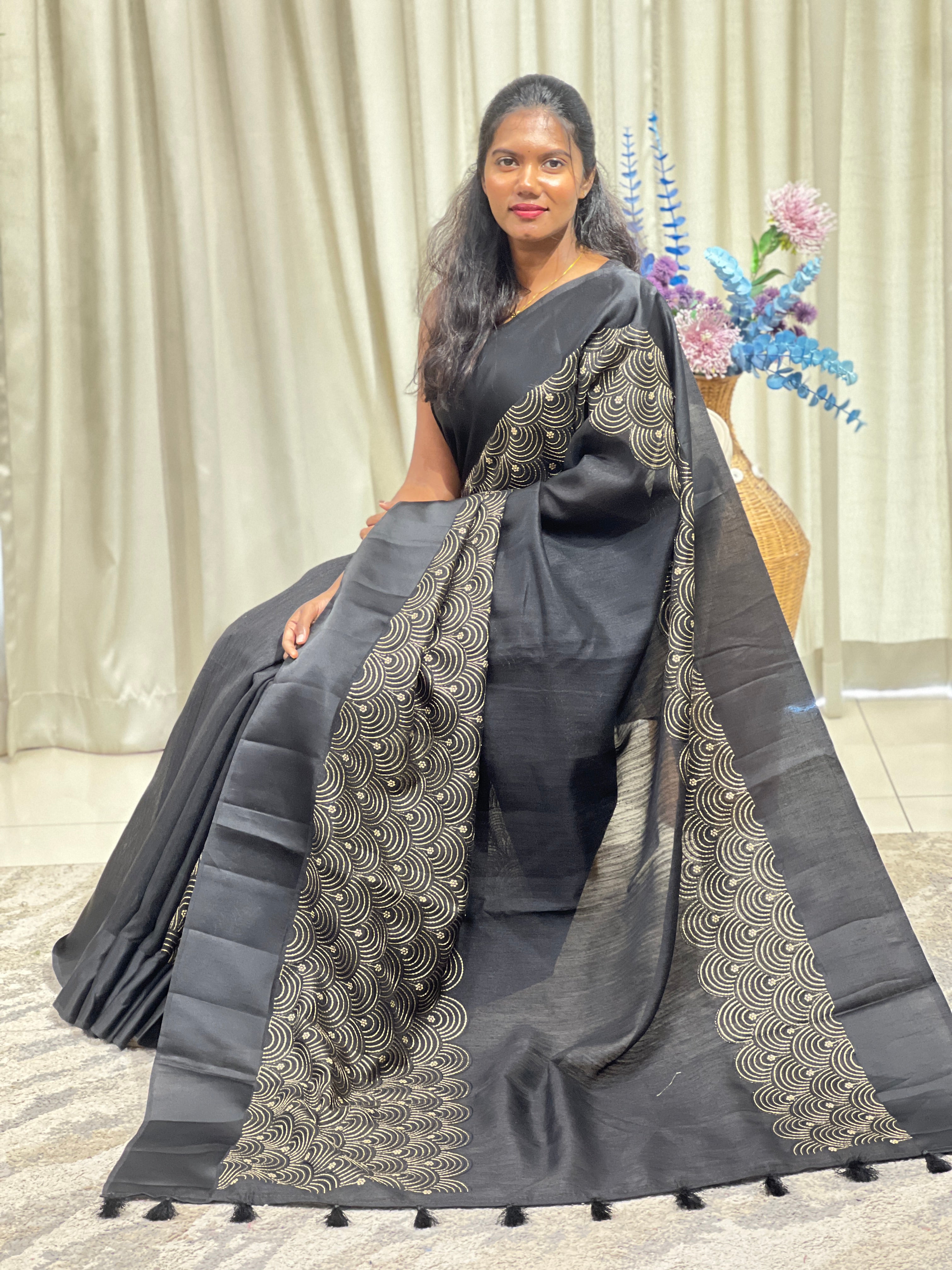 Computerized Embroidered Green Silk Saree | ZSS234