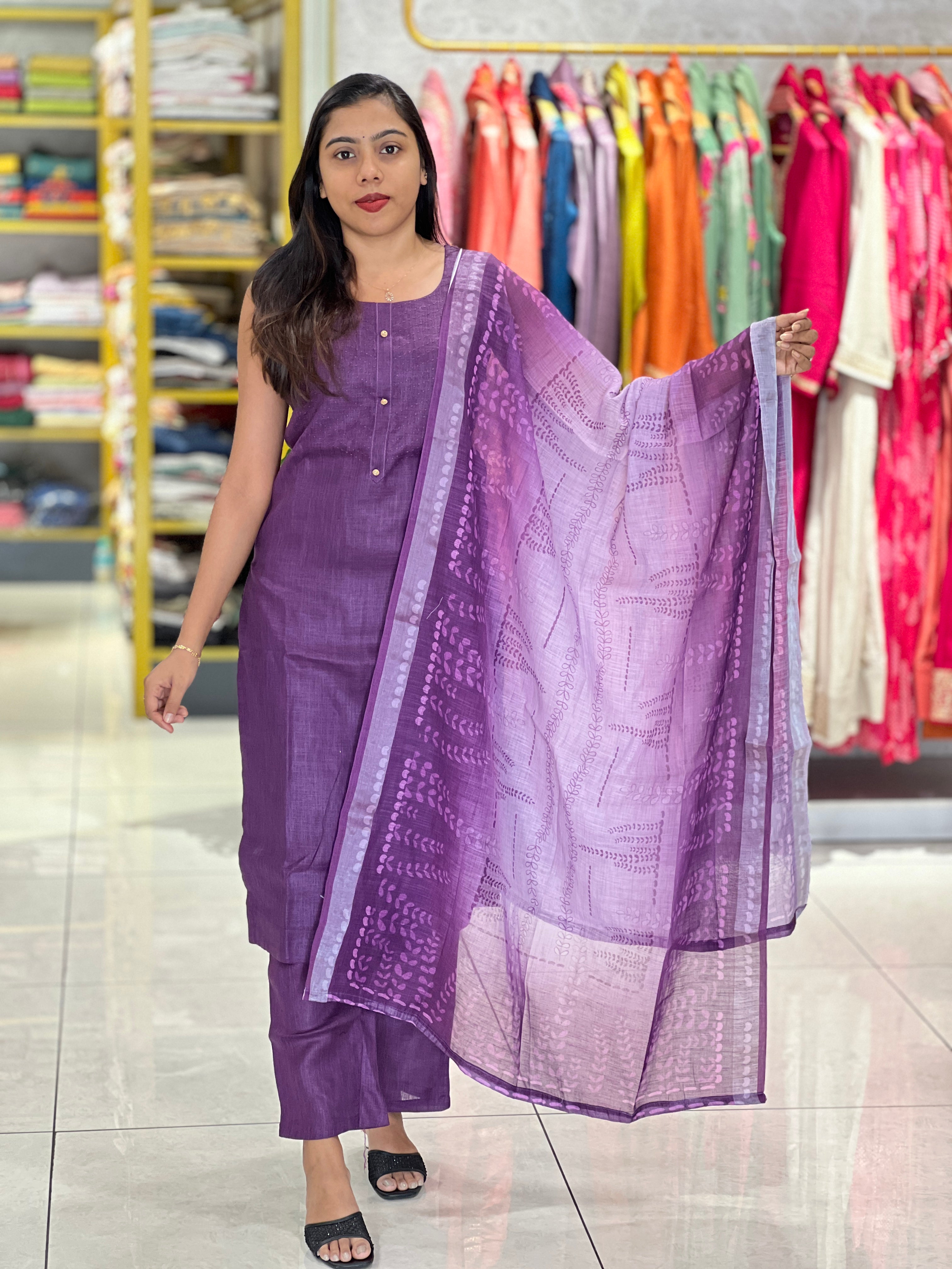 Thread Weaving Linen Cotton Kurta Set | NAI170