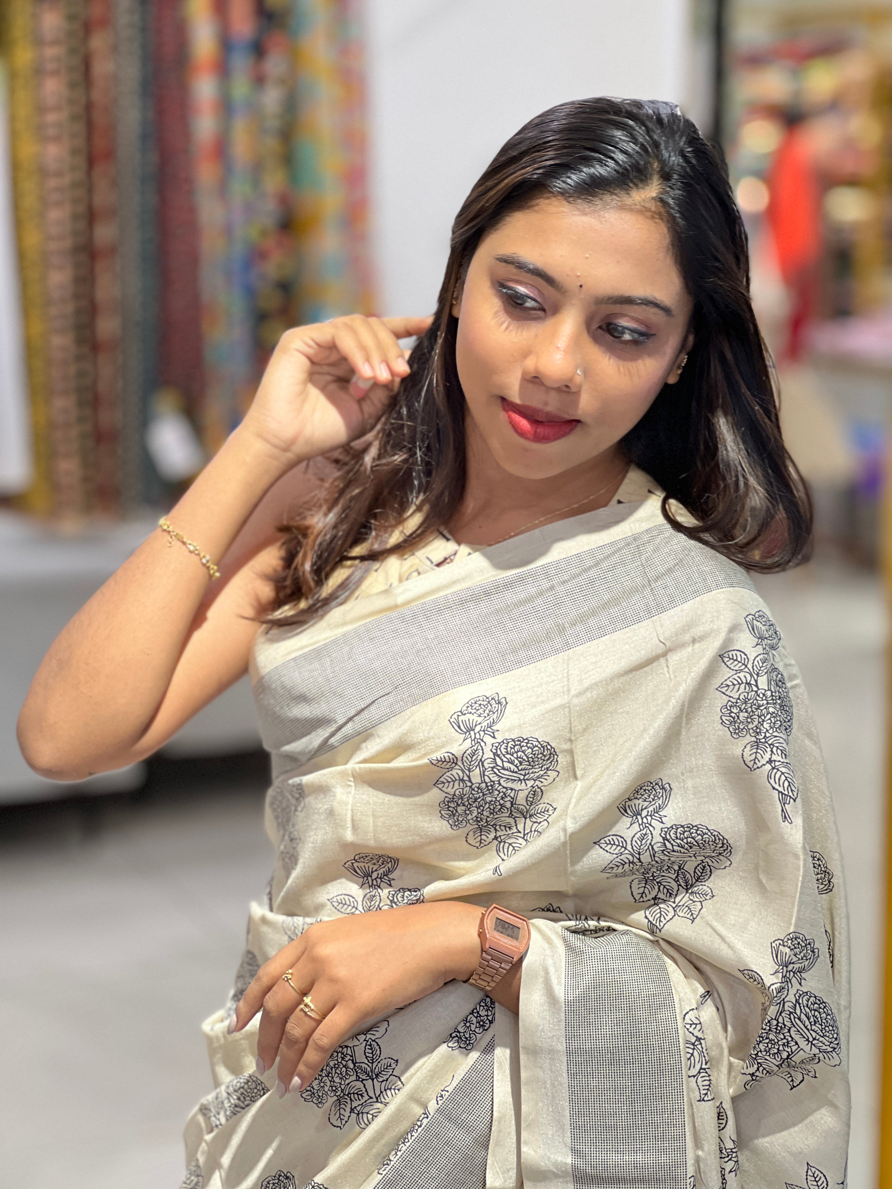 Floral Printed Semi Silk Saree | RMP119