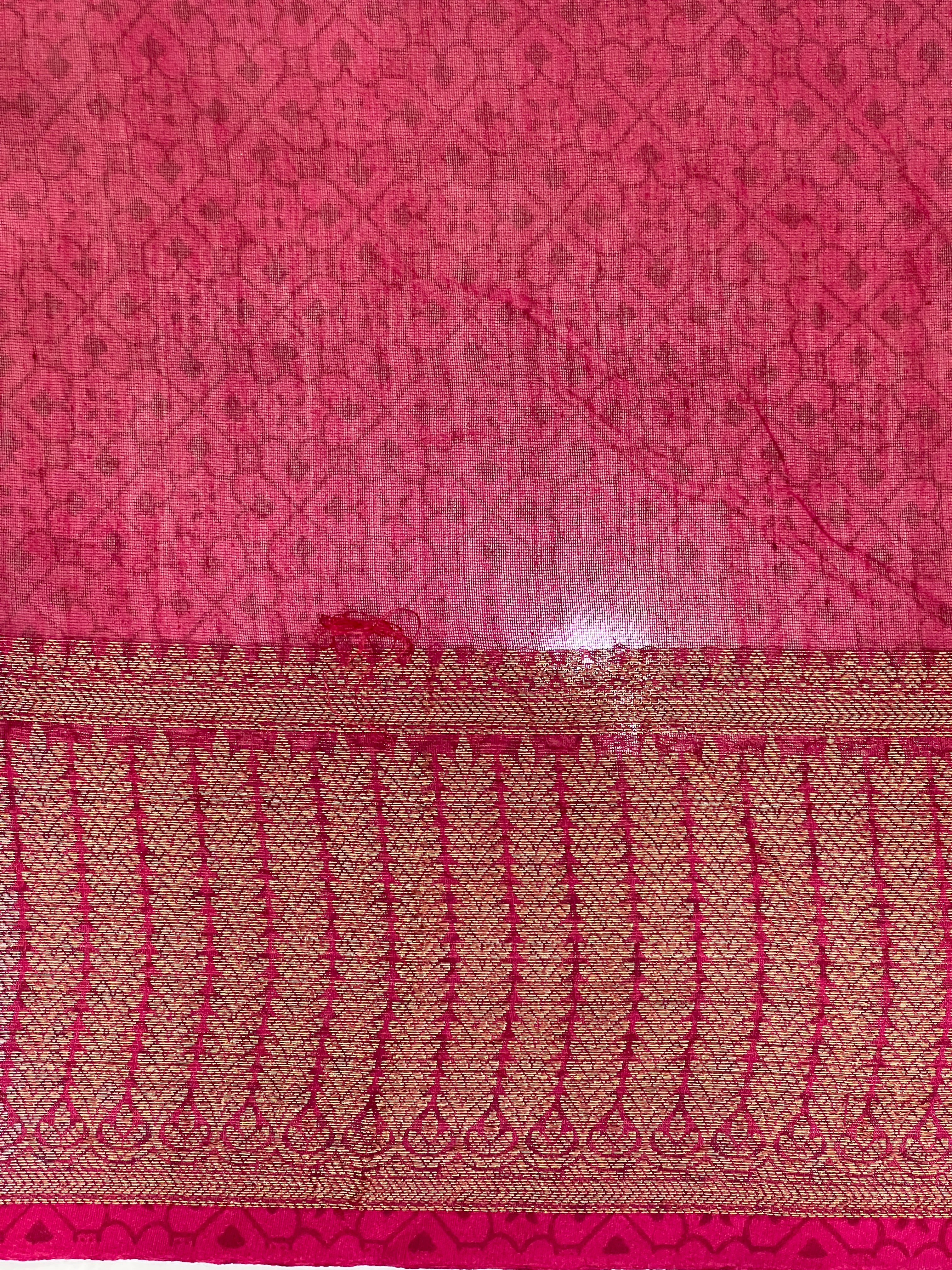 Geometric Print With Banarasi Detailed Chanderi Saree | RGD920R