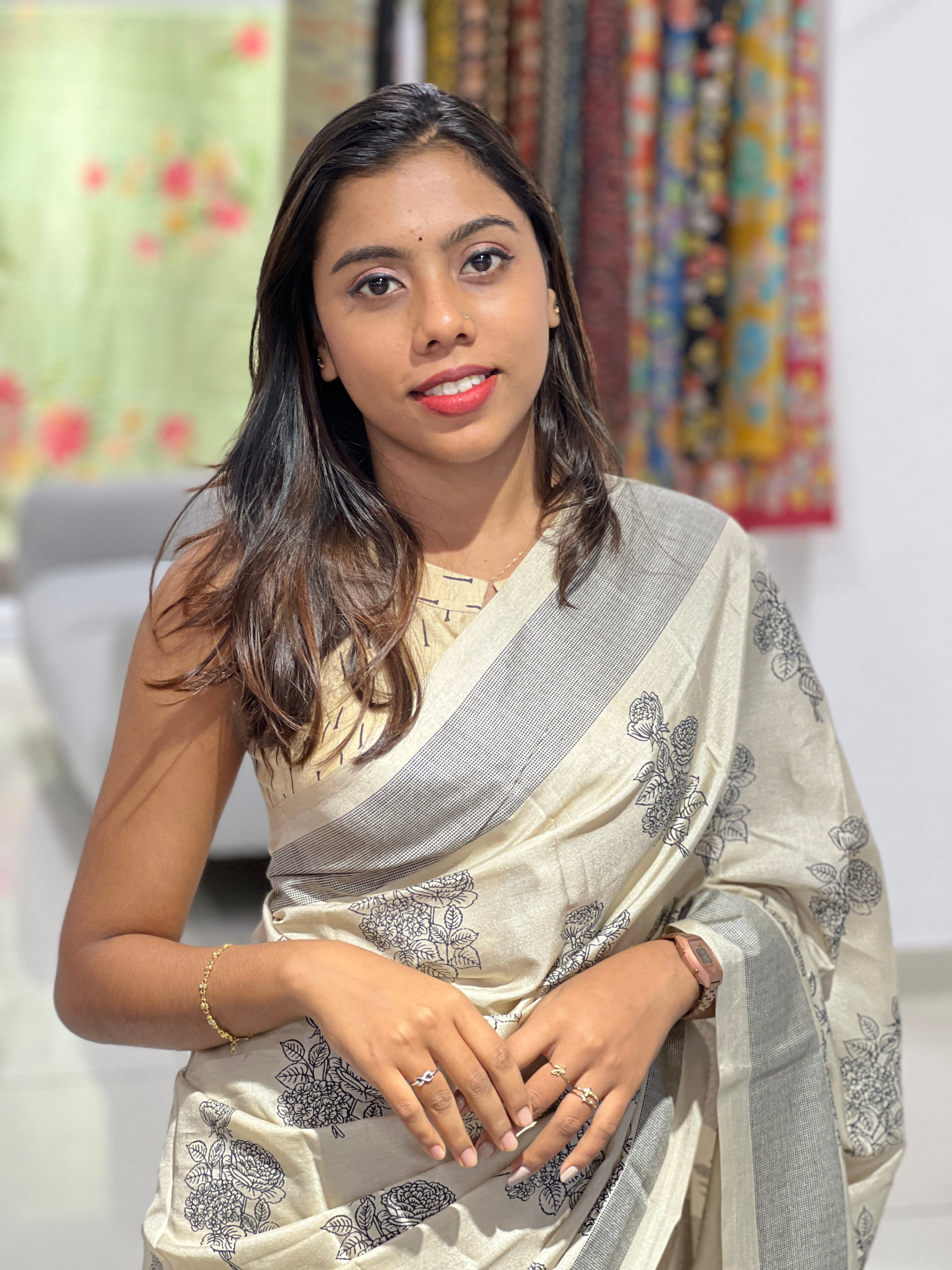 Floral Printed Semi Silk Saree | RMP119