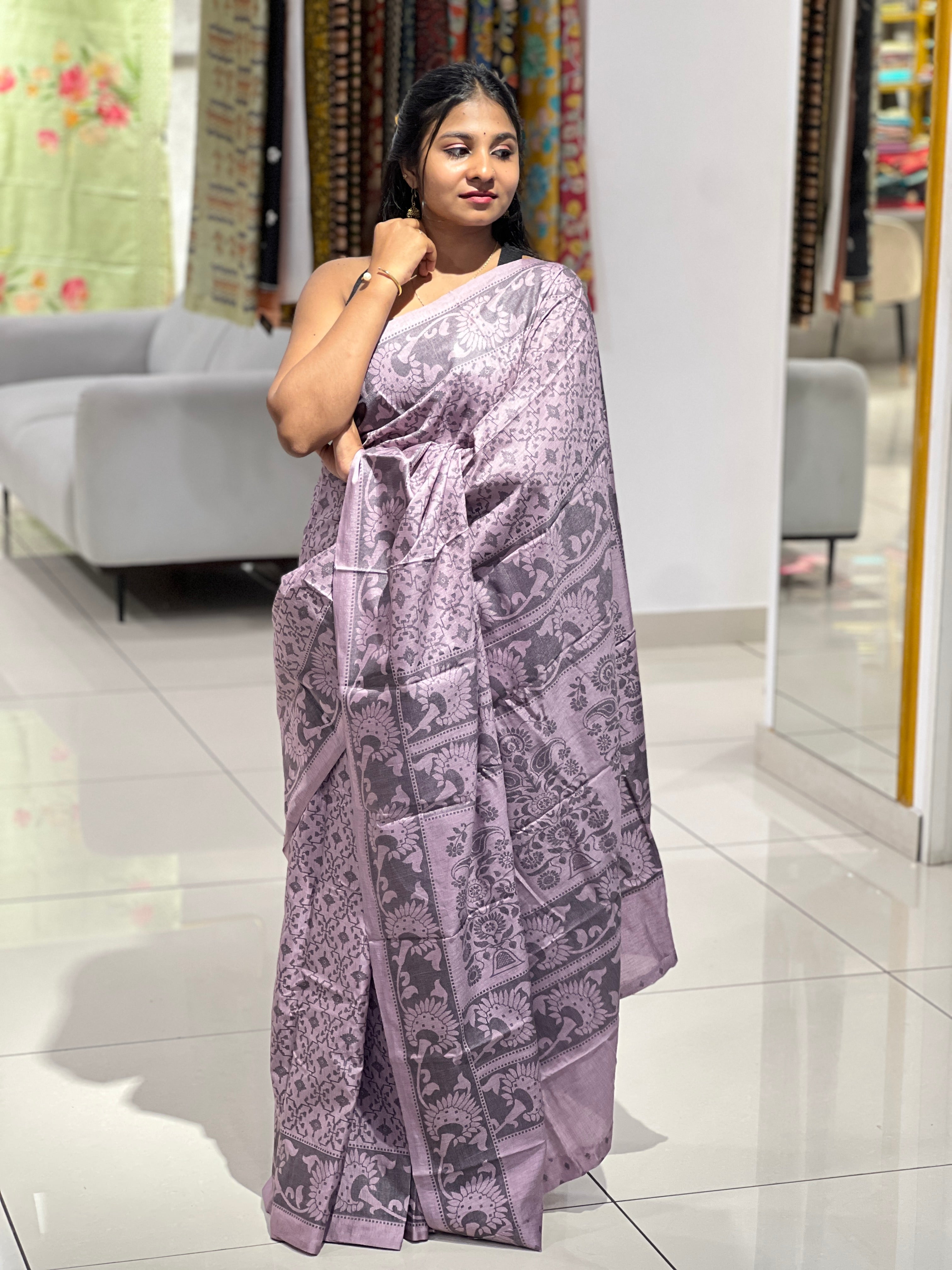 Geometrical Printed Semi Silk Saree | RMP124
