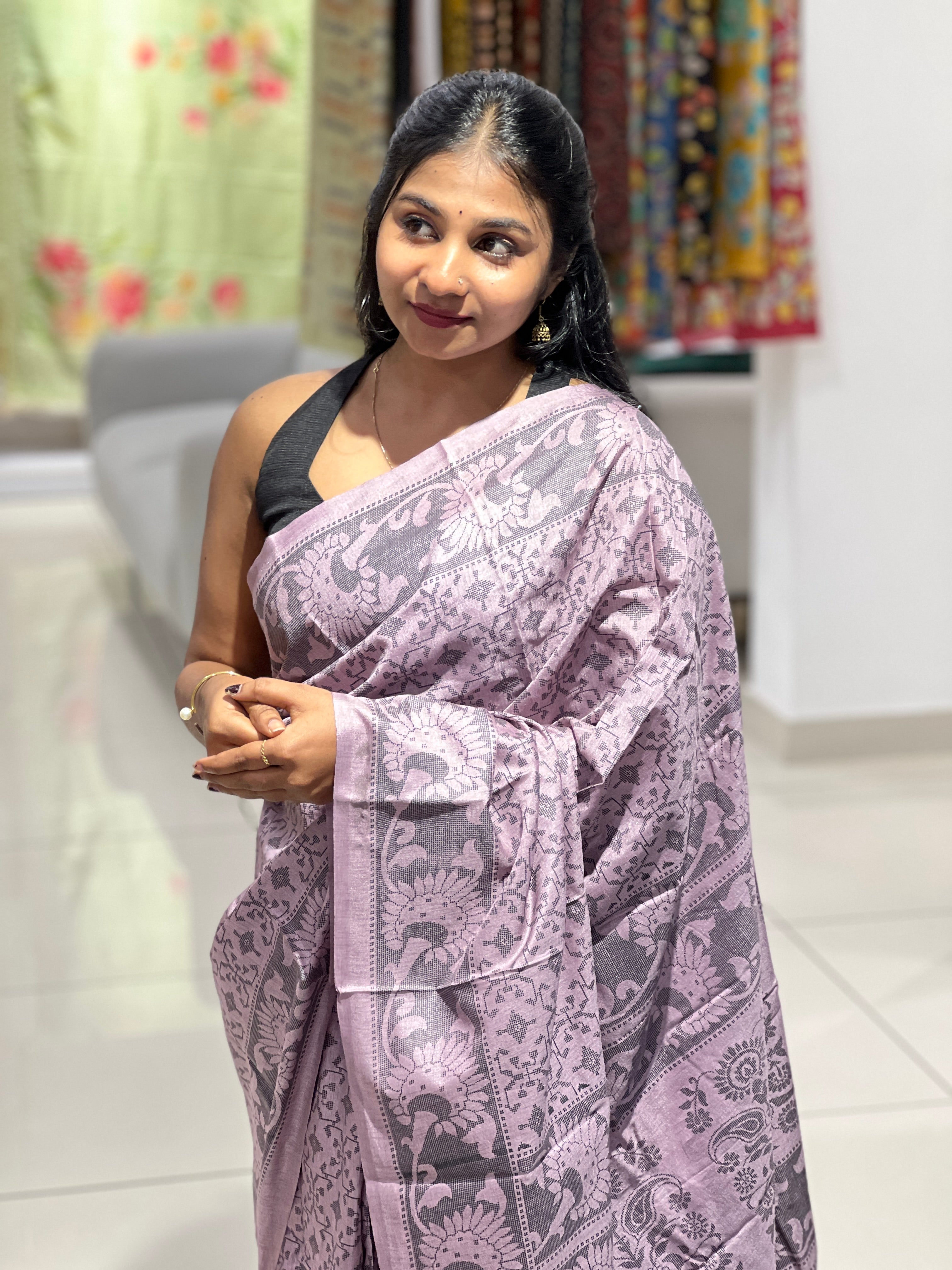 Geometrical Printed Semi Silk Saree | RMP124