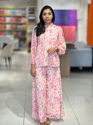 Floral Printed Pattern Georgette Cord Set | TBS126