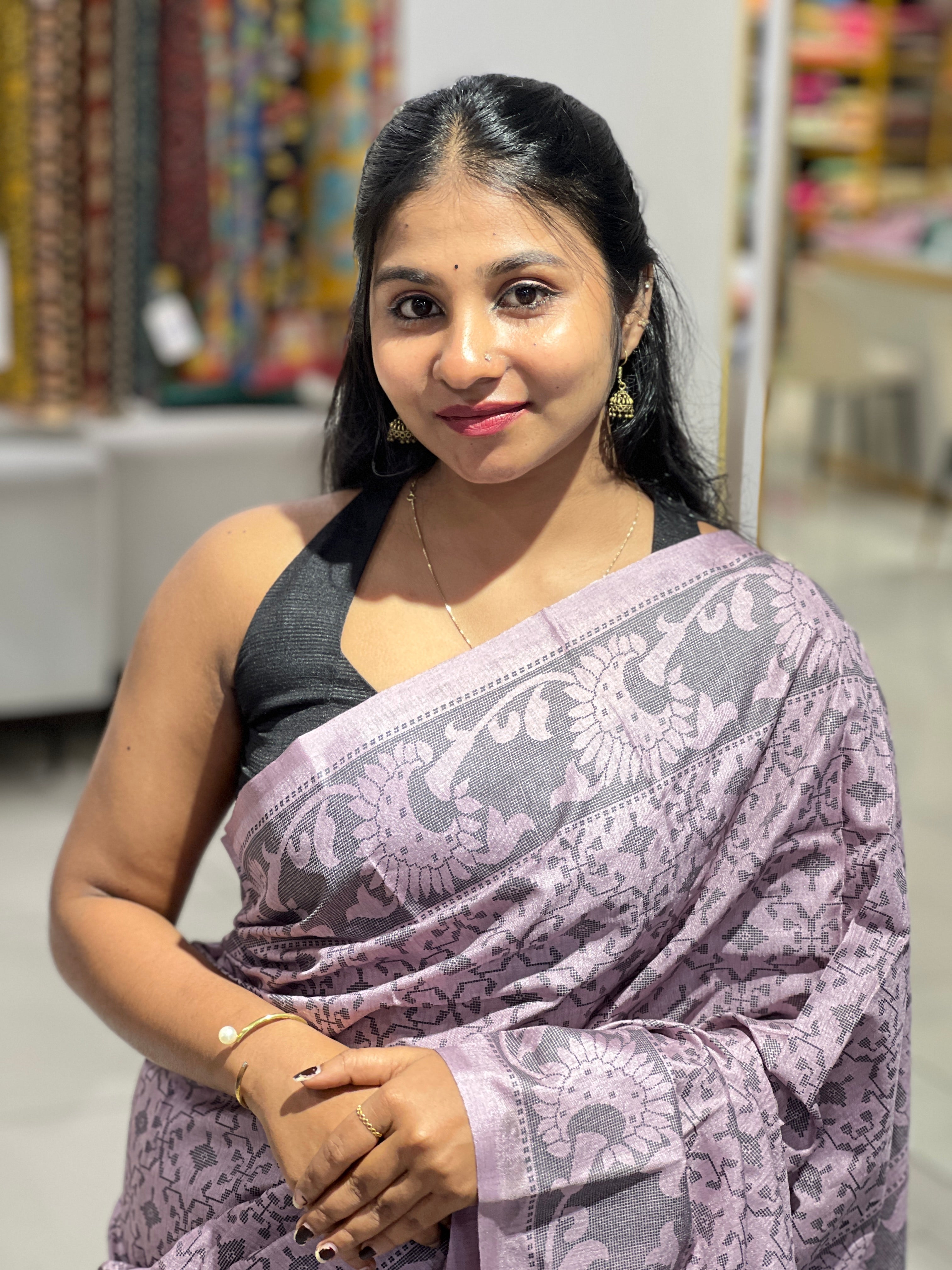 Geometrical Printed Semi Silk Saree | RMP124