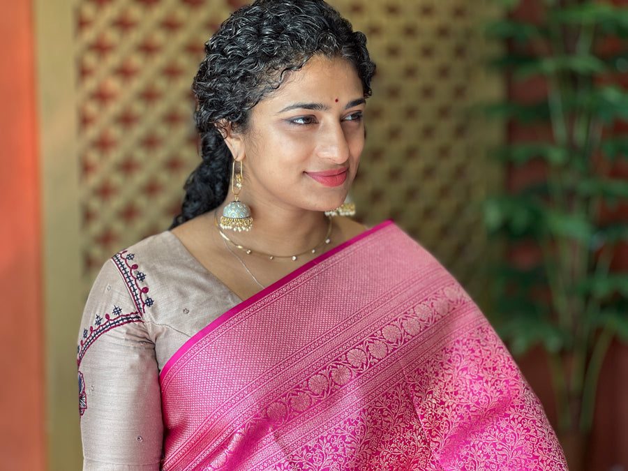 Floral Jaal Weaving Kanchipuram Saree | HH225