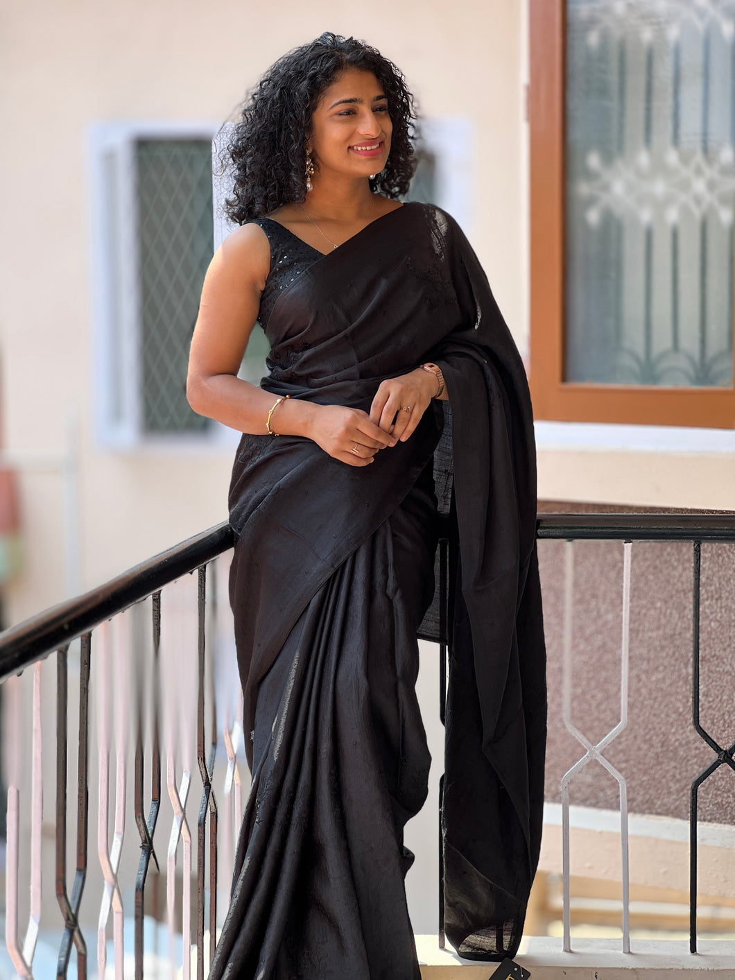 Dobby Weave Crepe saree | ACT974