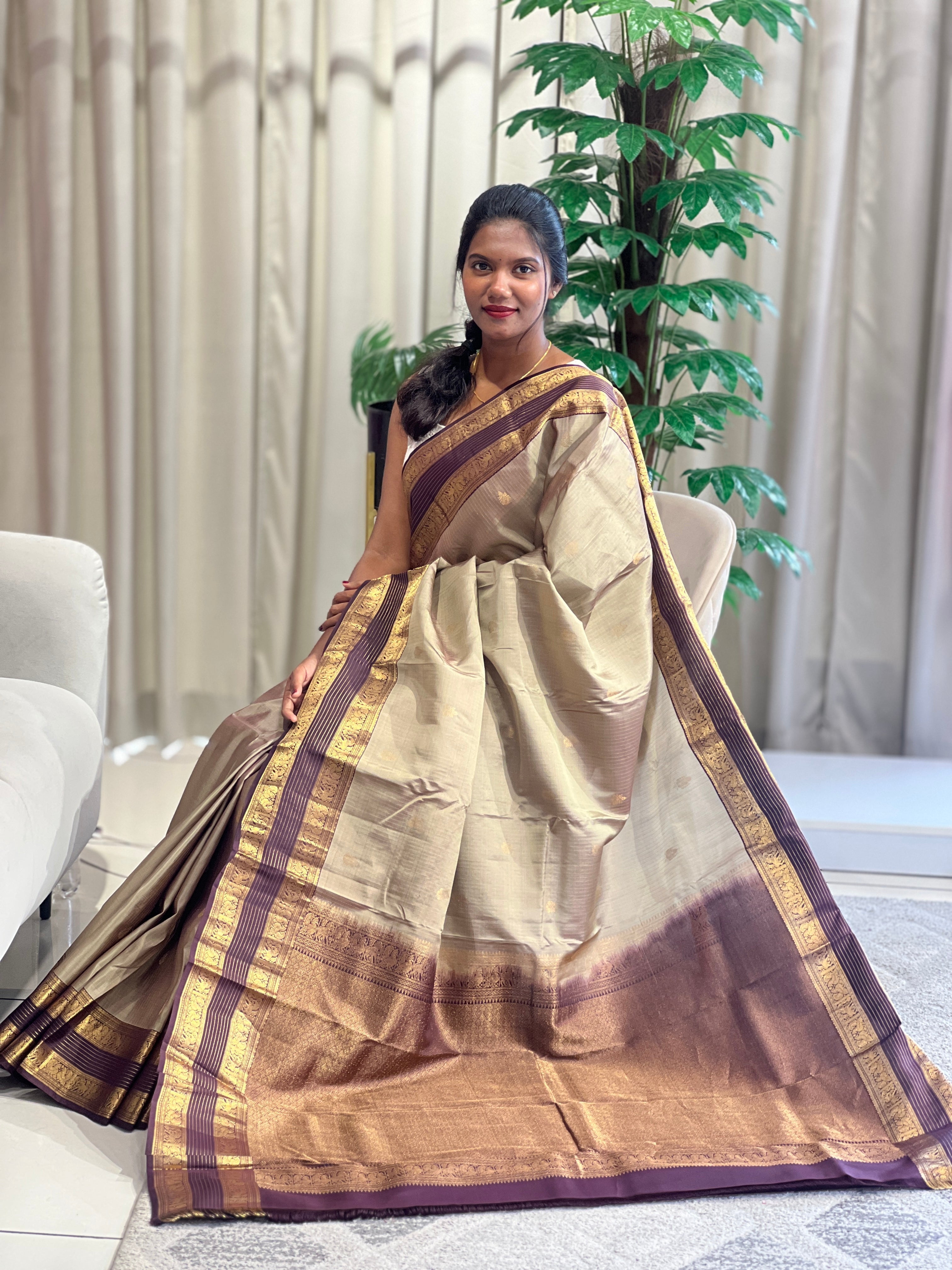 Stripe Woven Pattern Soft Silk Saree |  KSO101