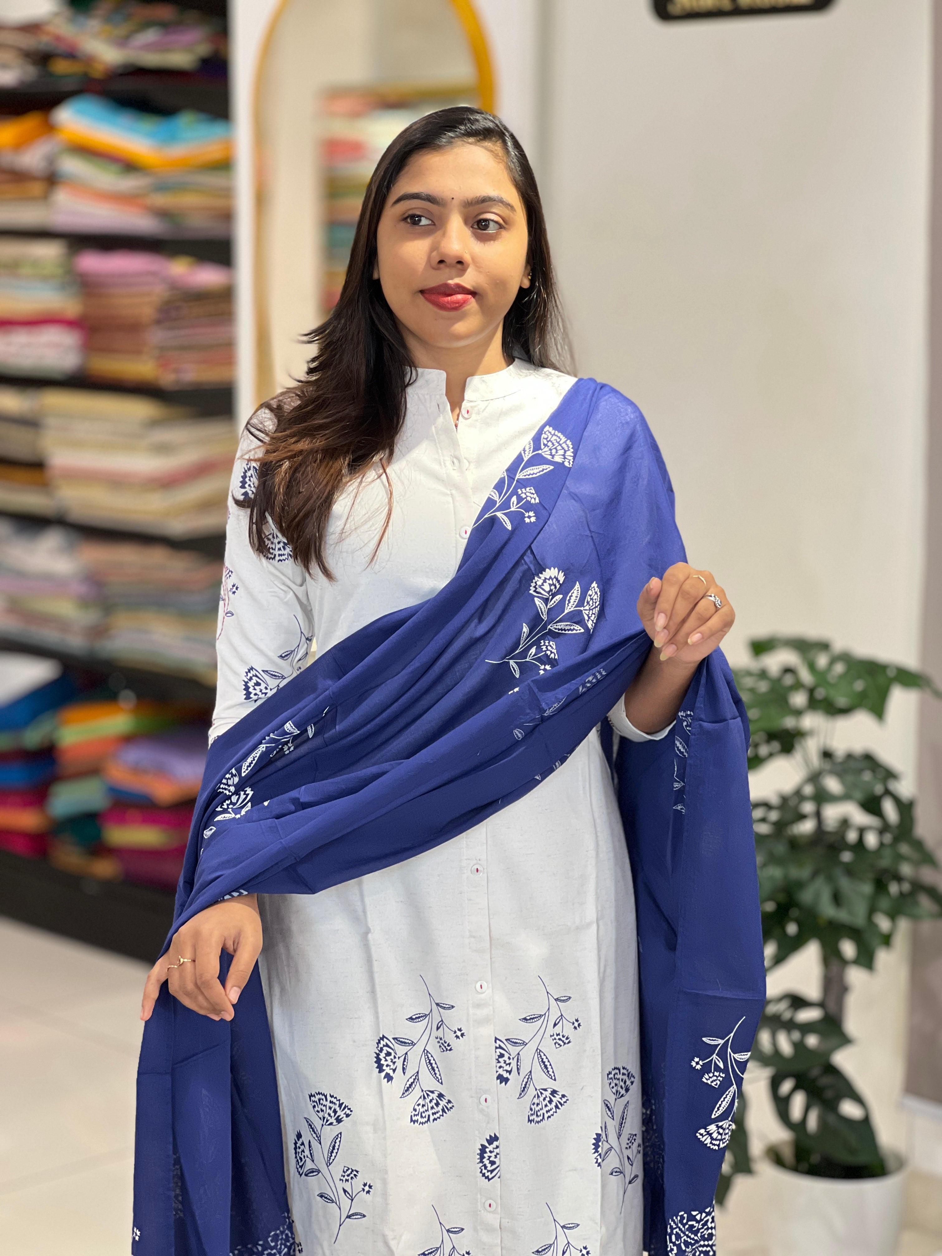 Floral Printed Linen Cotton Kurta Set | PGI346