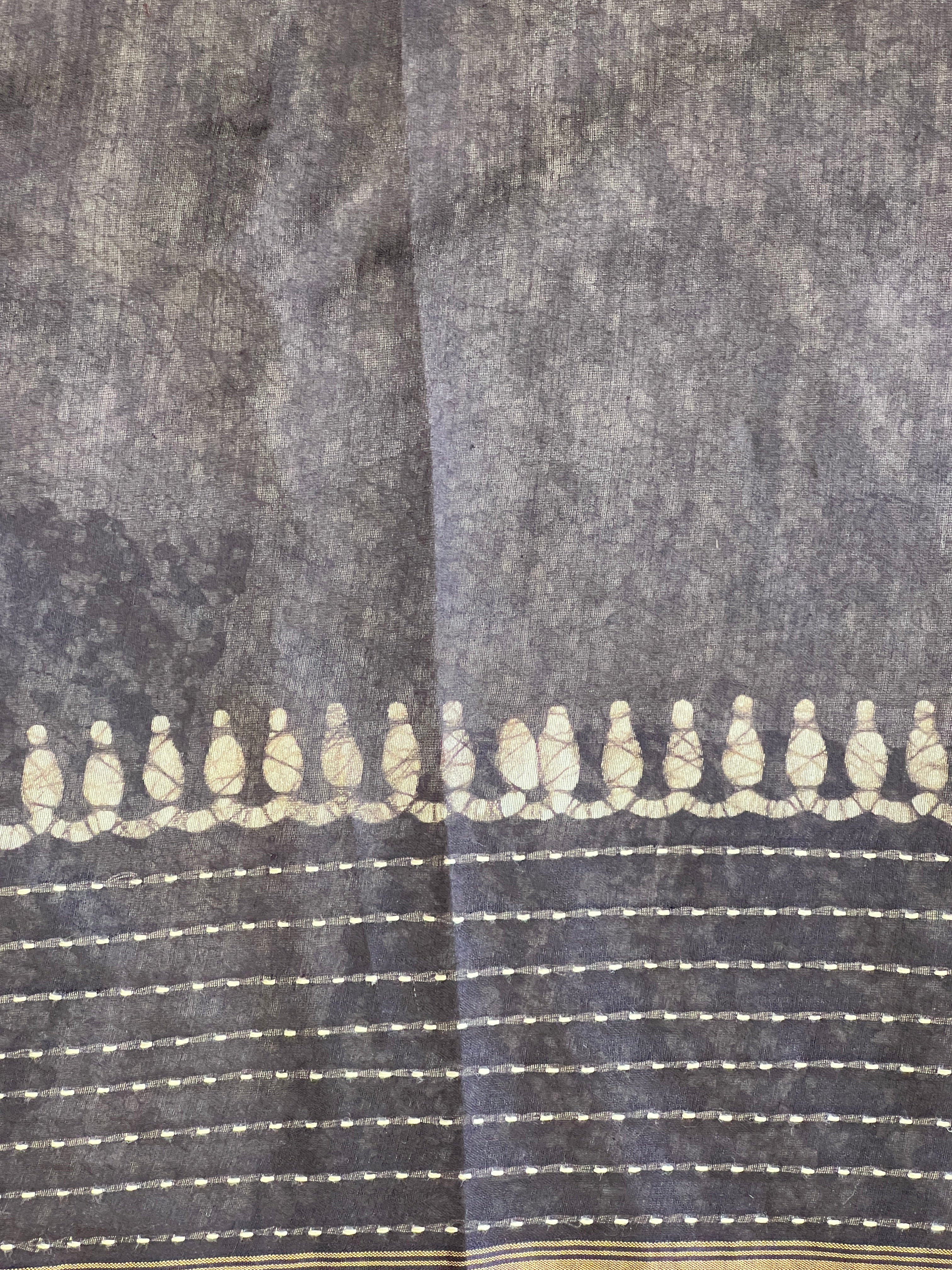 Batik Print With Kantha Embroidered Chanderi Saree | RGD917R