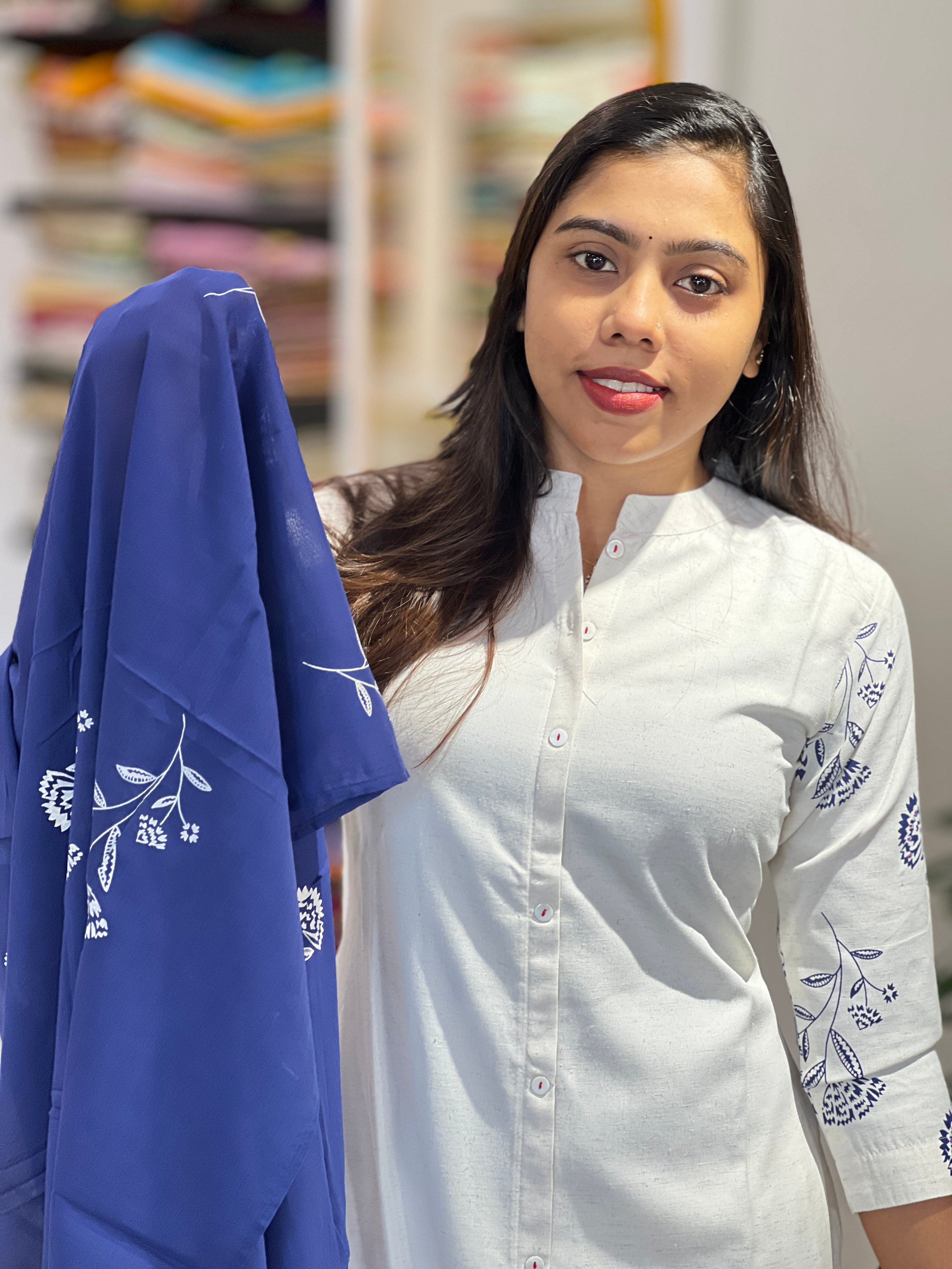 Floral Printed Linen Cotton Kurta Set | PGI346