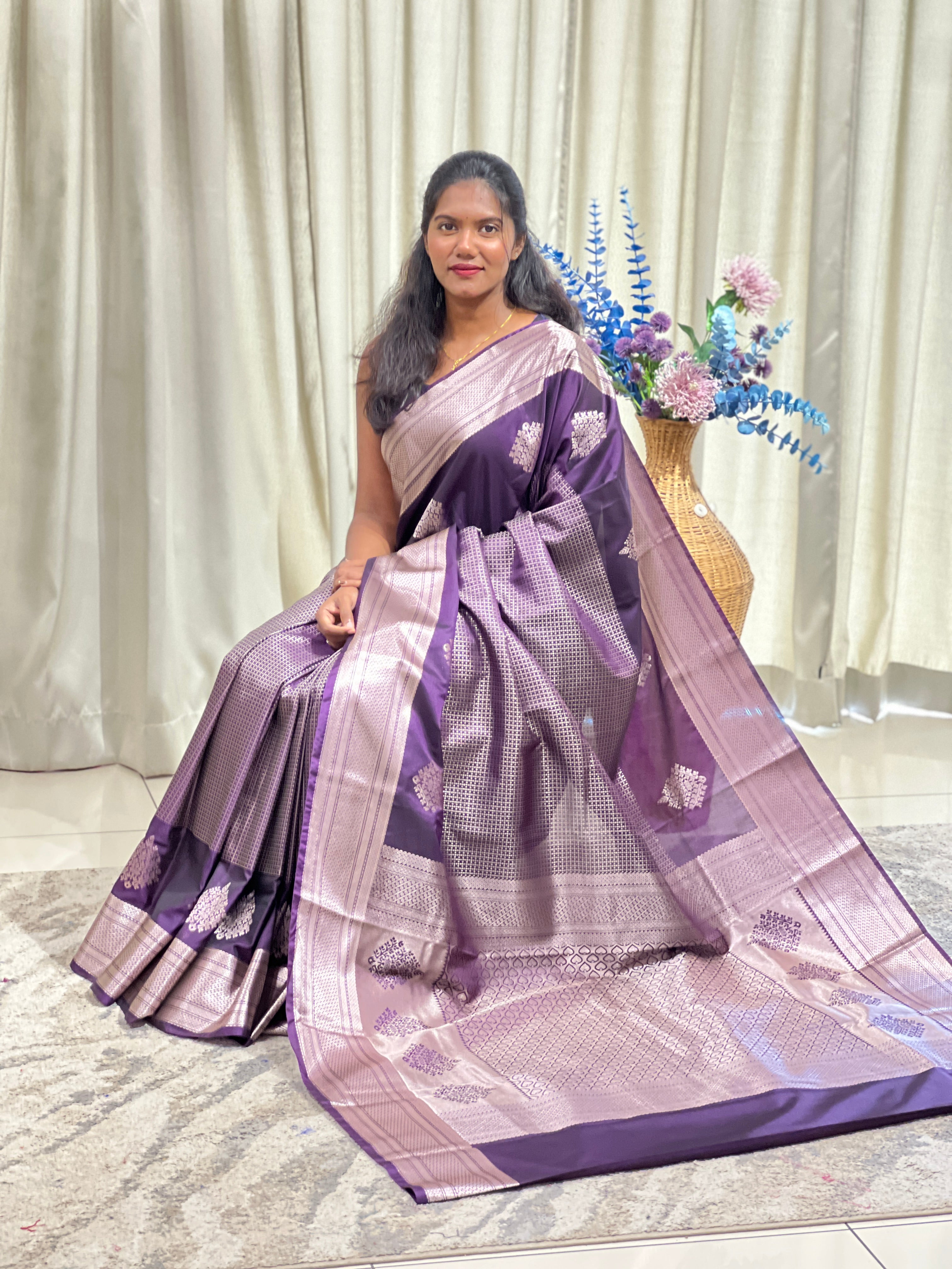 Check Pattern Semi Soft Silk Saree | RVS269