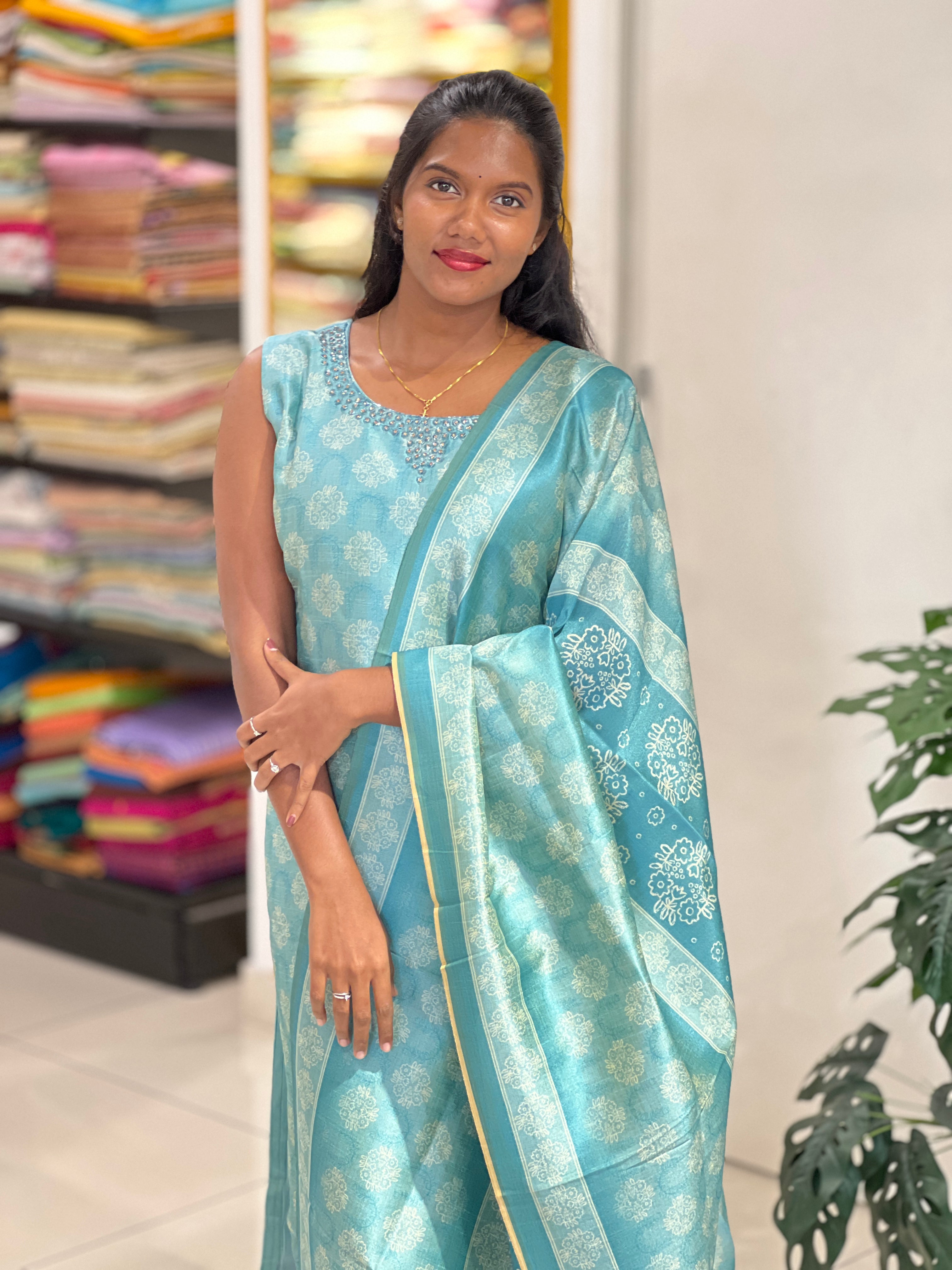 Handwork Detailed Semi Tussar Kurta Set | NAI174