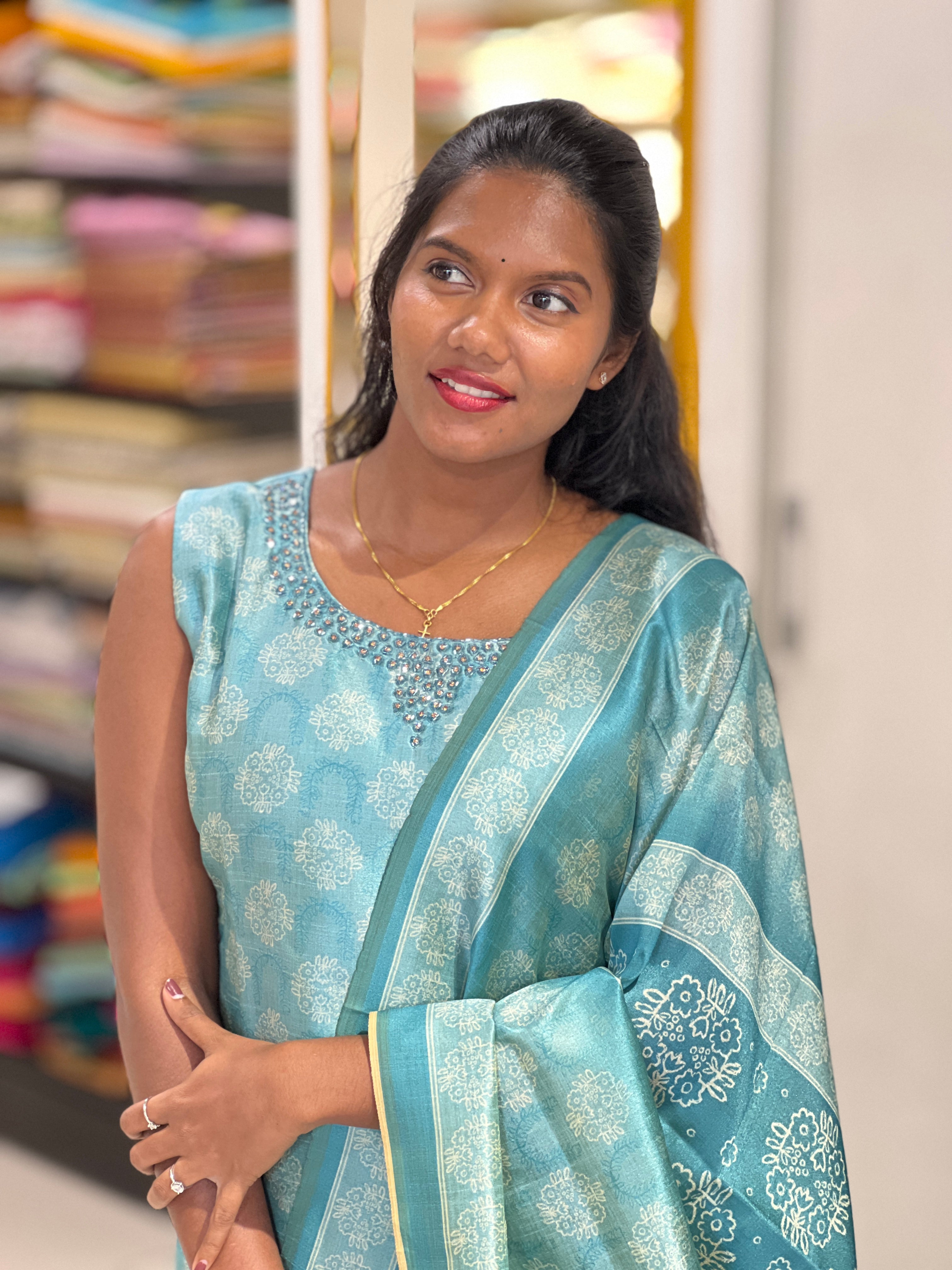 Handwork Detailed Semi Tussar Kurta Set | NAI174