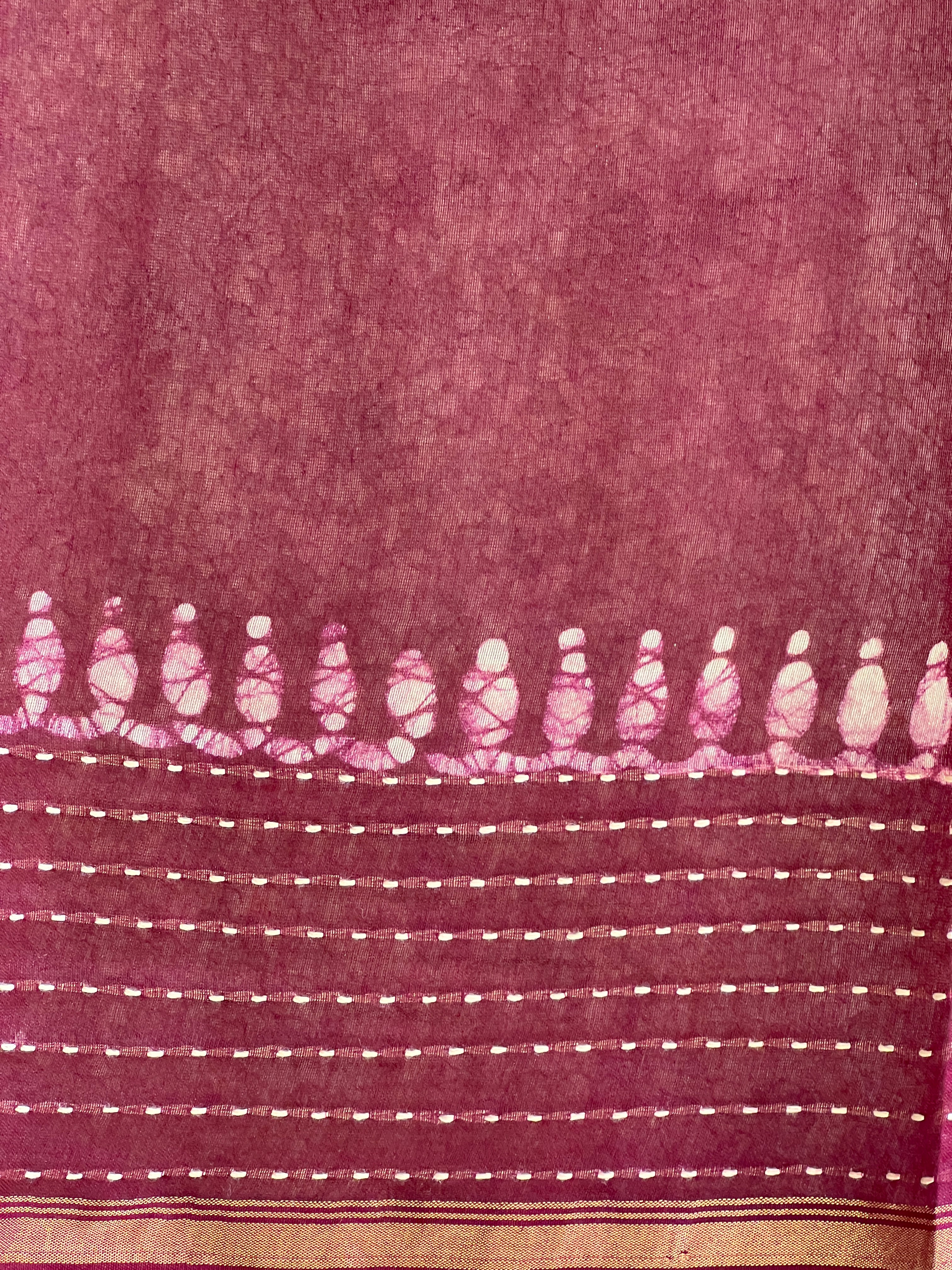 Batik Print With Kantha Embroidered Chanderi Saree | RGD915R