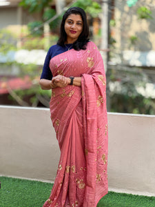 Machine Embroidered Semi Silk Saree |  ACT972