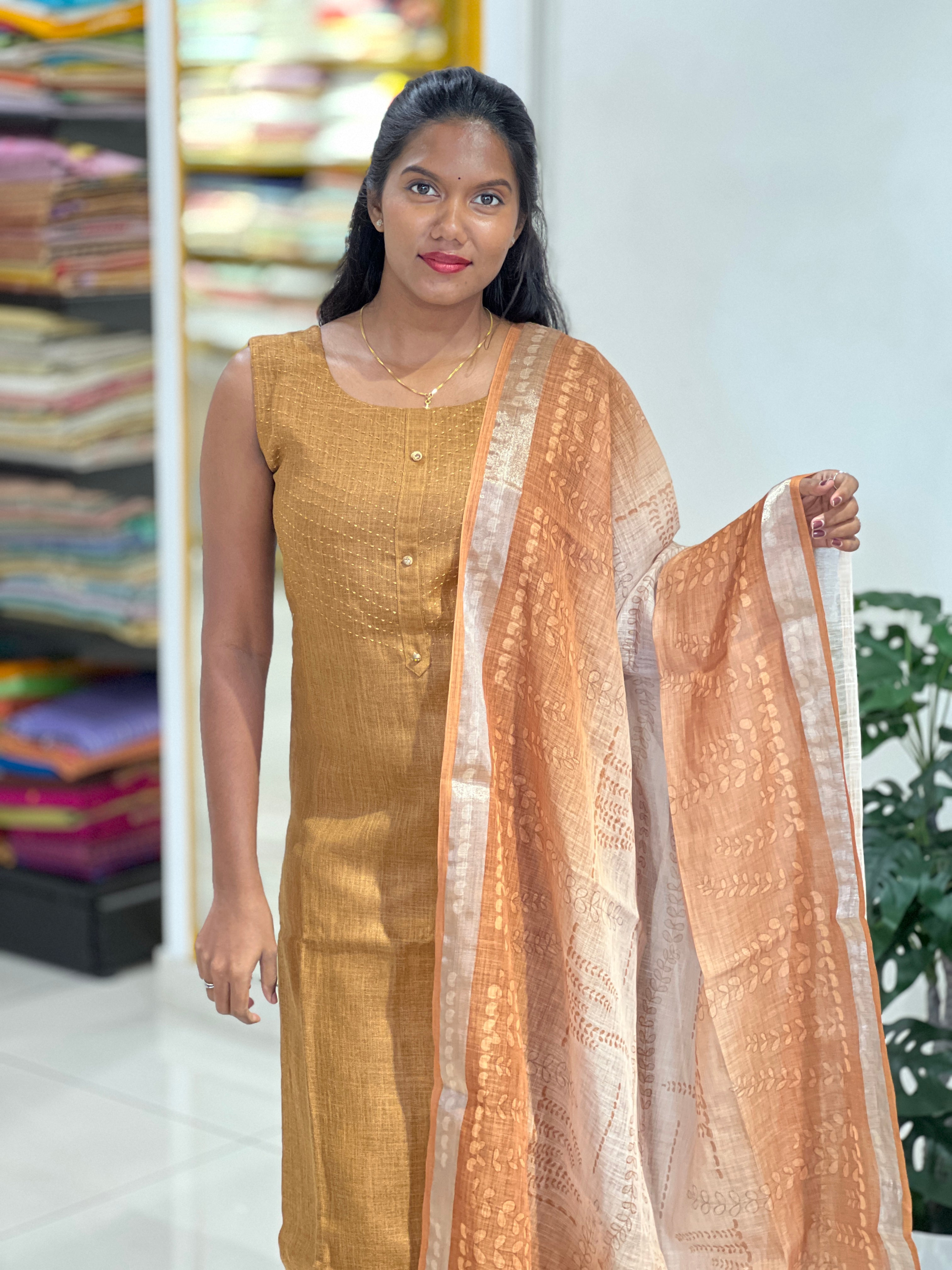Thread Weaving Linen Cotton Kurta Set | NAI168