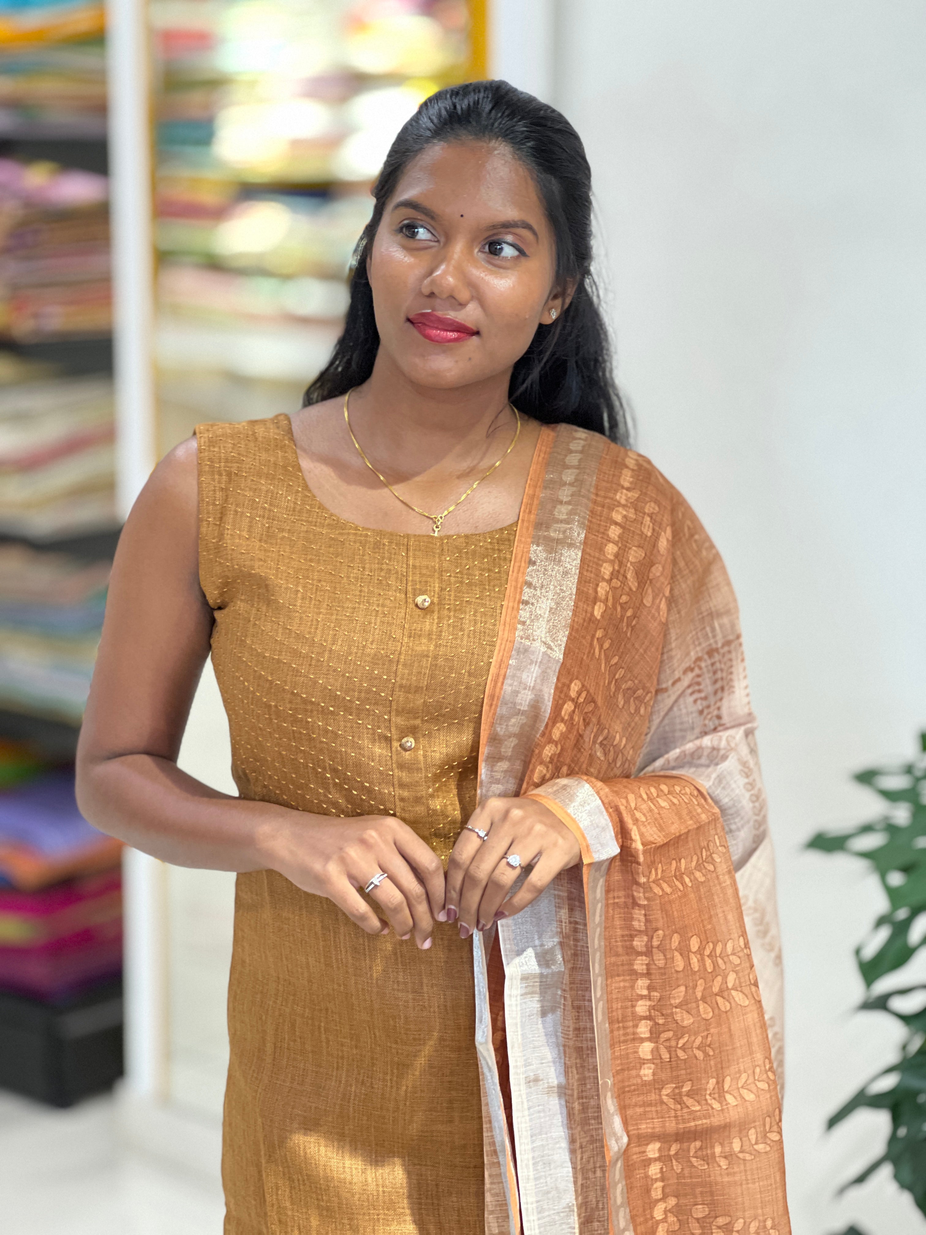 Thread Weaving Linen Cotton Kurta Set | NAI168