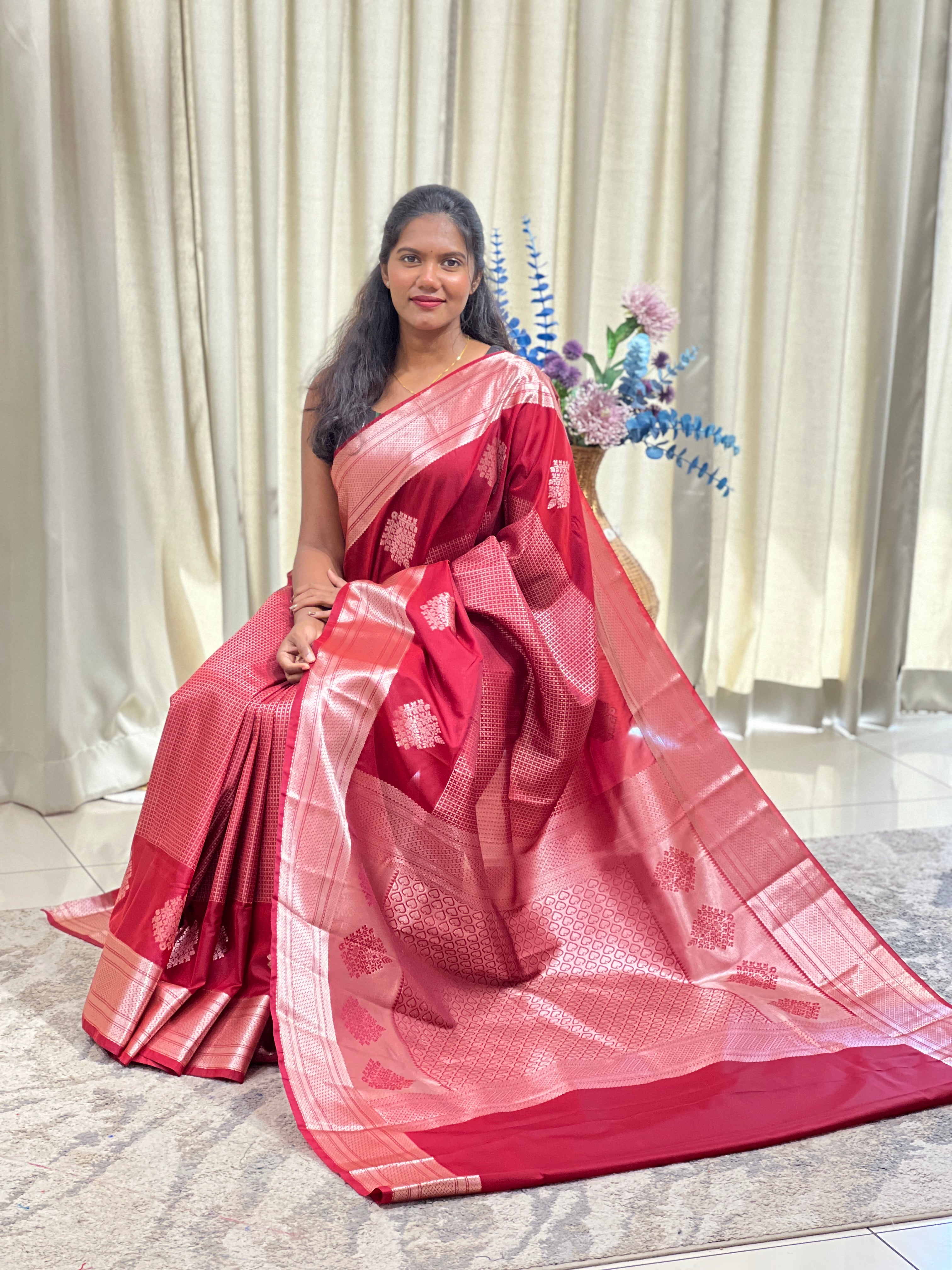 Check Pattern Semi Soft Silk Saree | RVS265