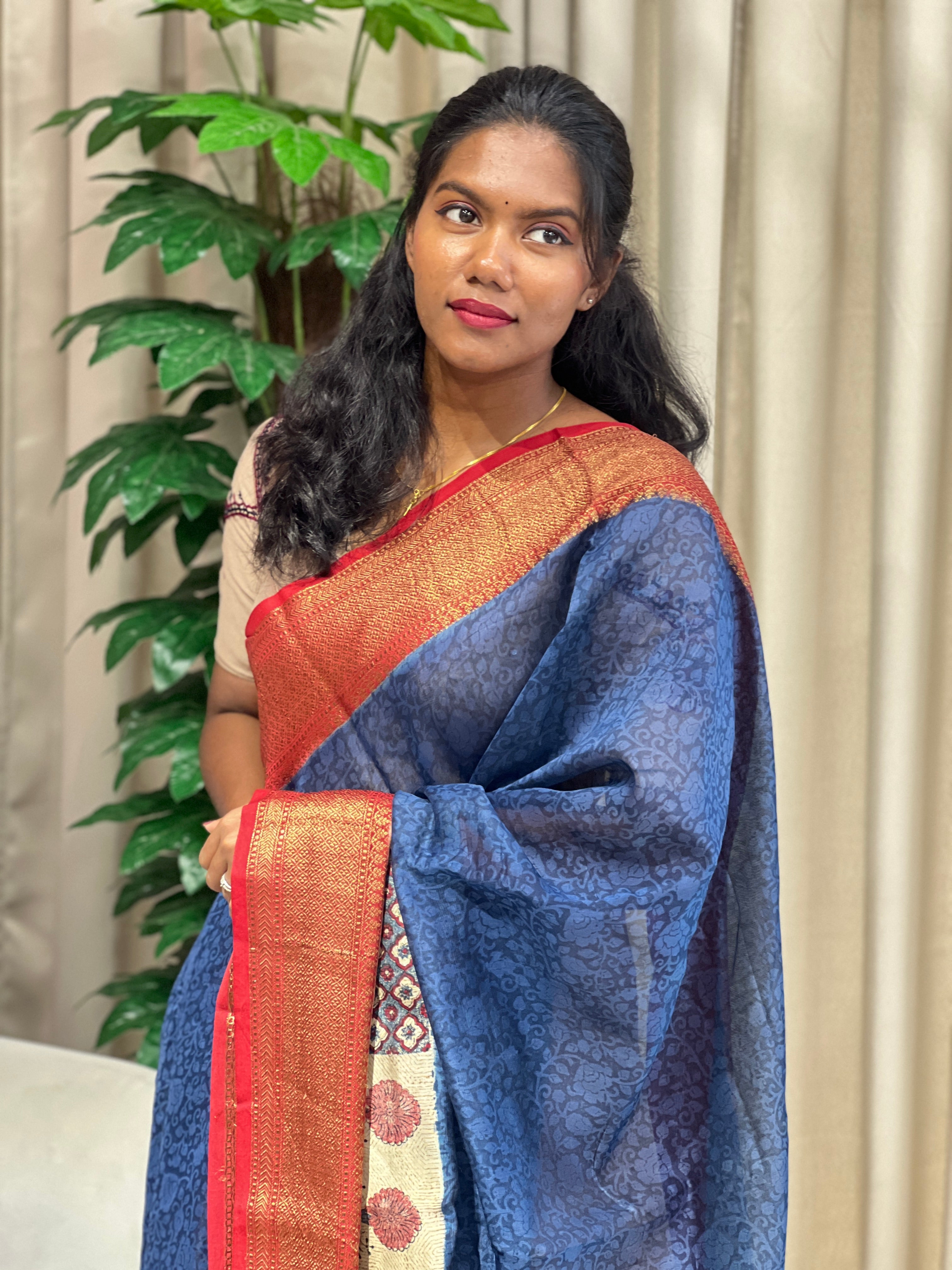 Floral Printed Chanderi Saree | RGD947R