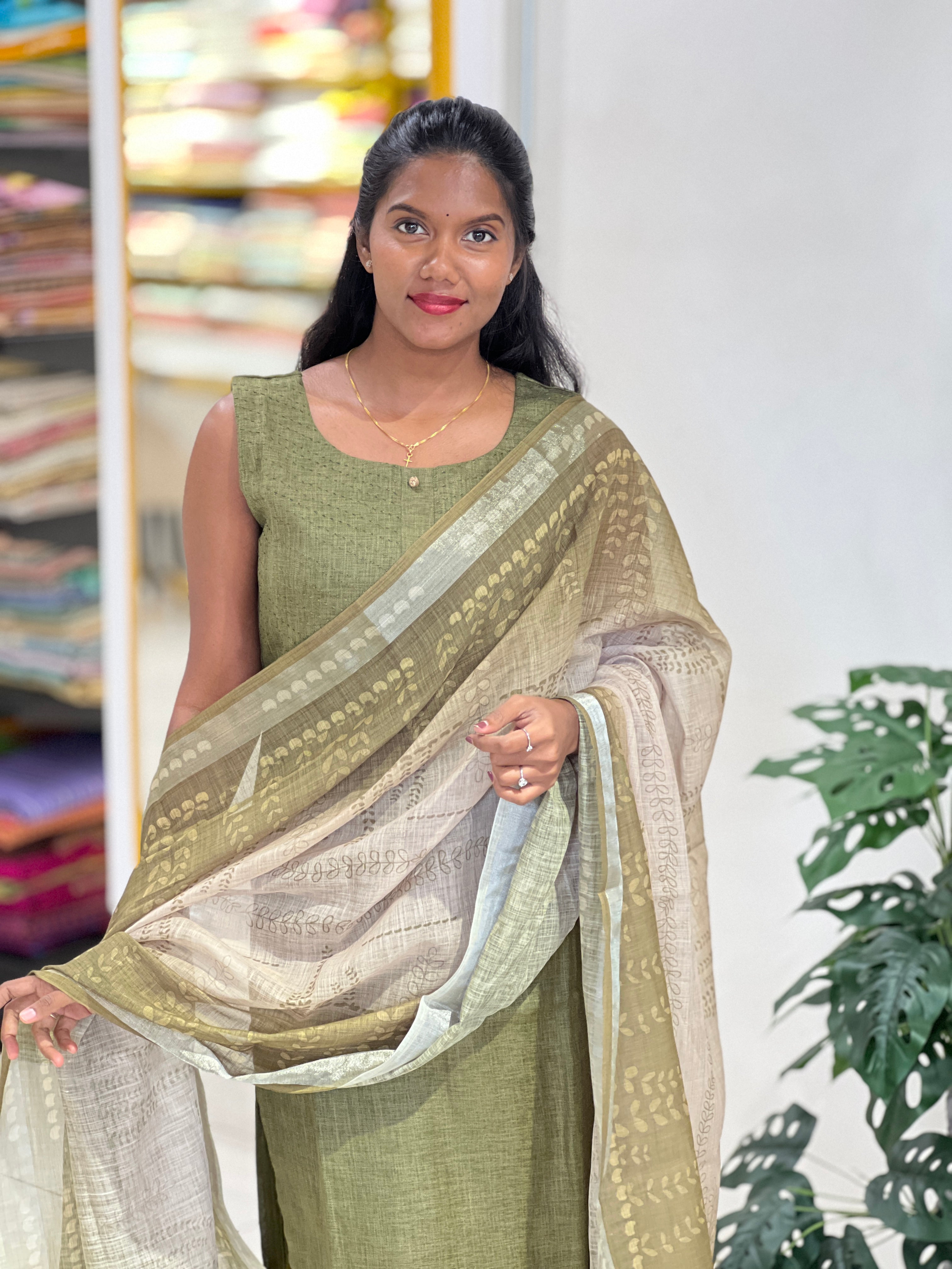 Thread Weaving Linen Cotton Kurta Set | NAI169