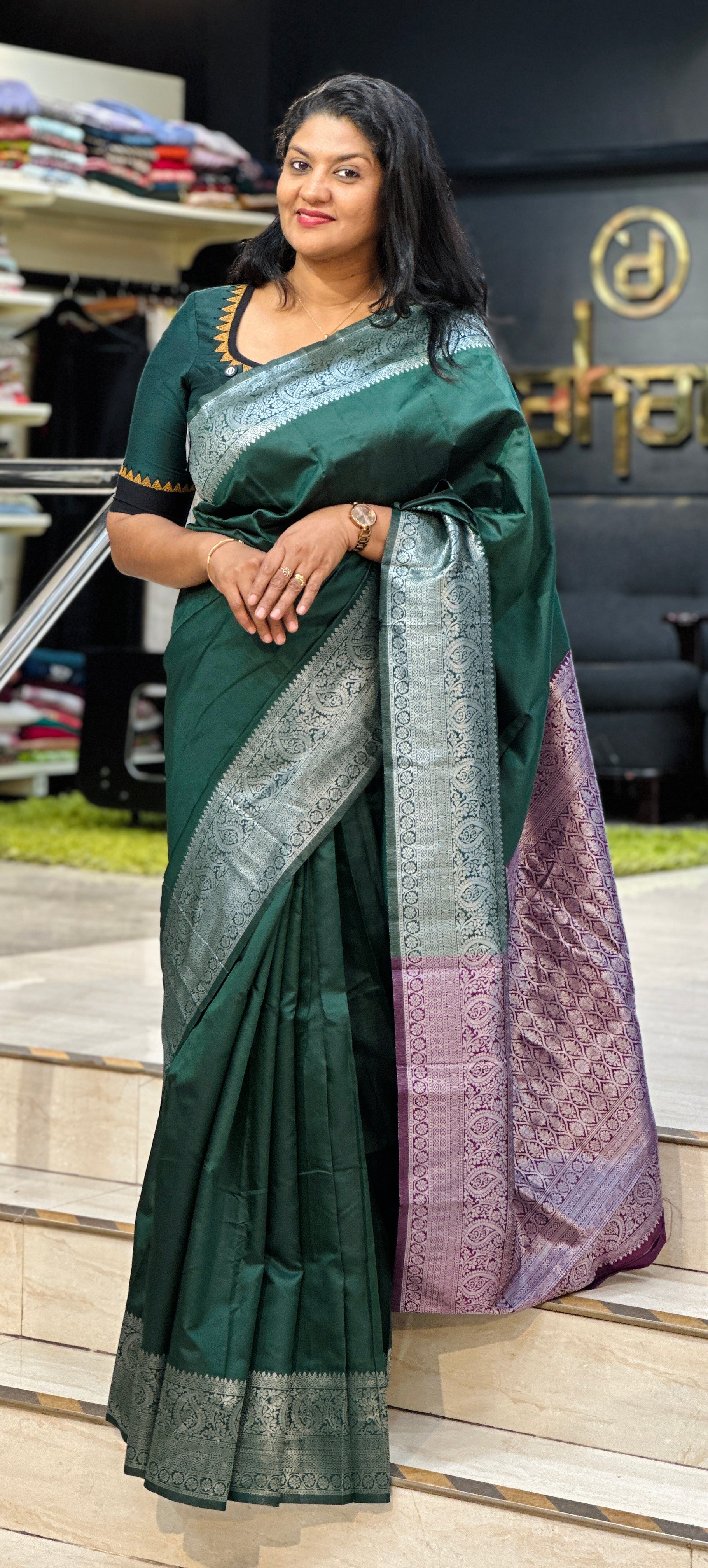 Traditional Paisley Border Pattern Semi Silk Saree | GP121