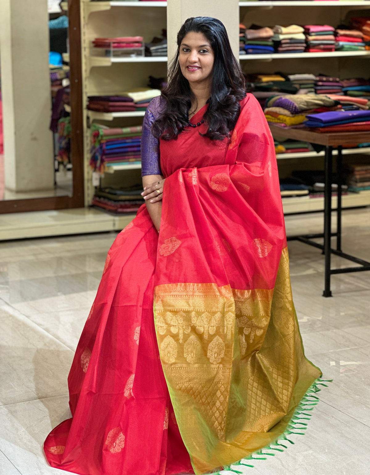 Floral Buta Design Kora Silk Finish Saree  | PRS120