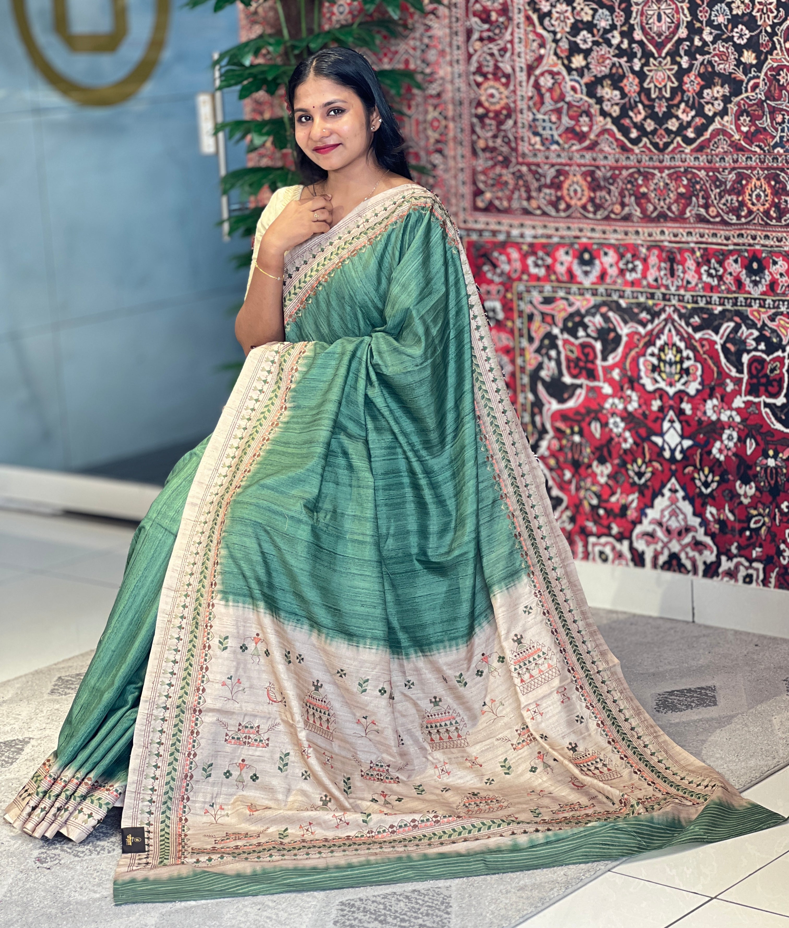 Warli Inspired Semi Tussar Saree | GAR127