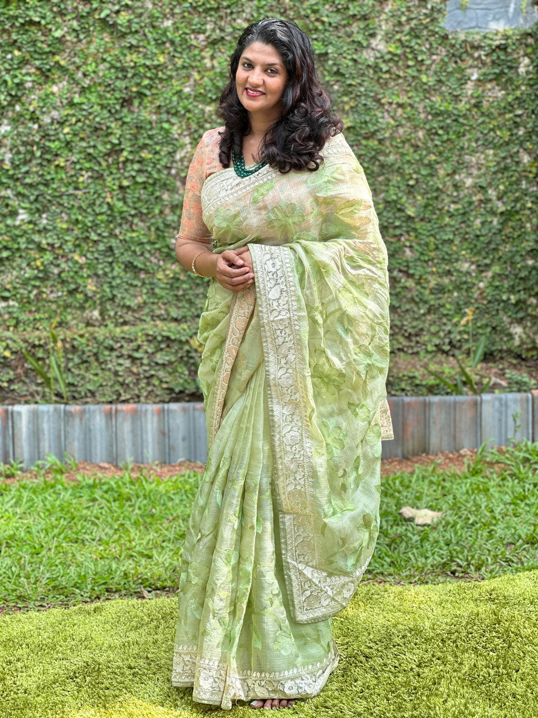 Floral Jaal Pattern Silky Kota Saree | SBS515