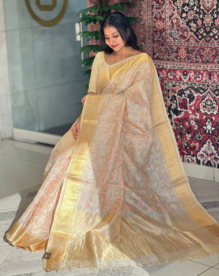 Check Weaving Patterned Pure Organza Saree | RGD717