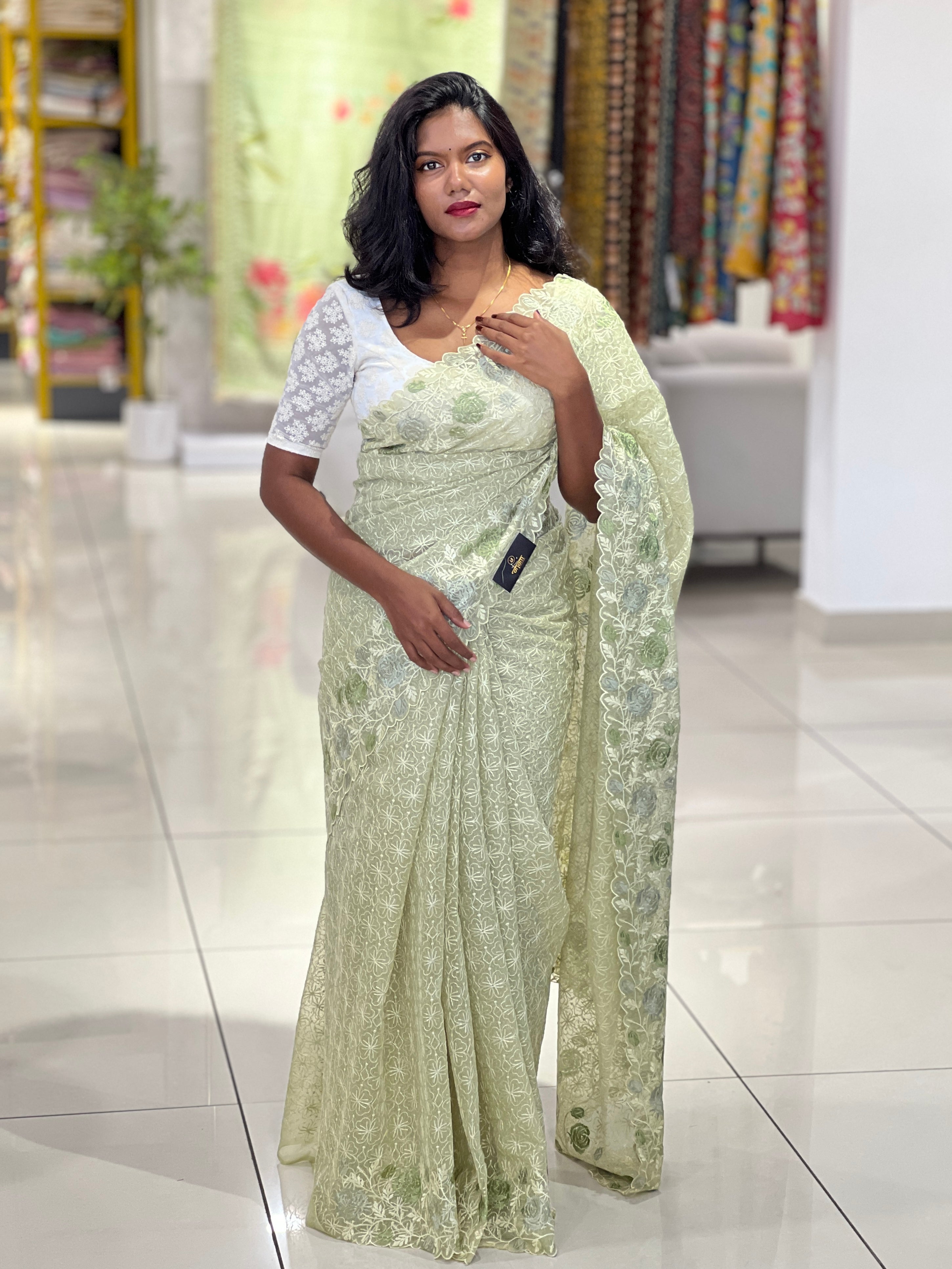 Machine Embroidery Detailed Tepchi Kota Saree | PNS271