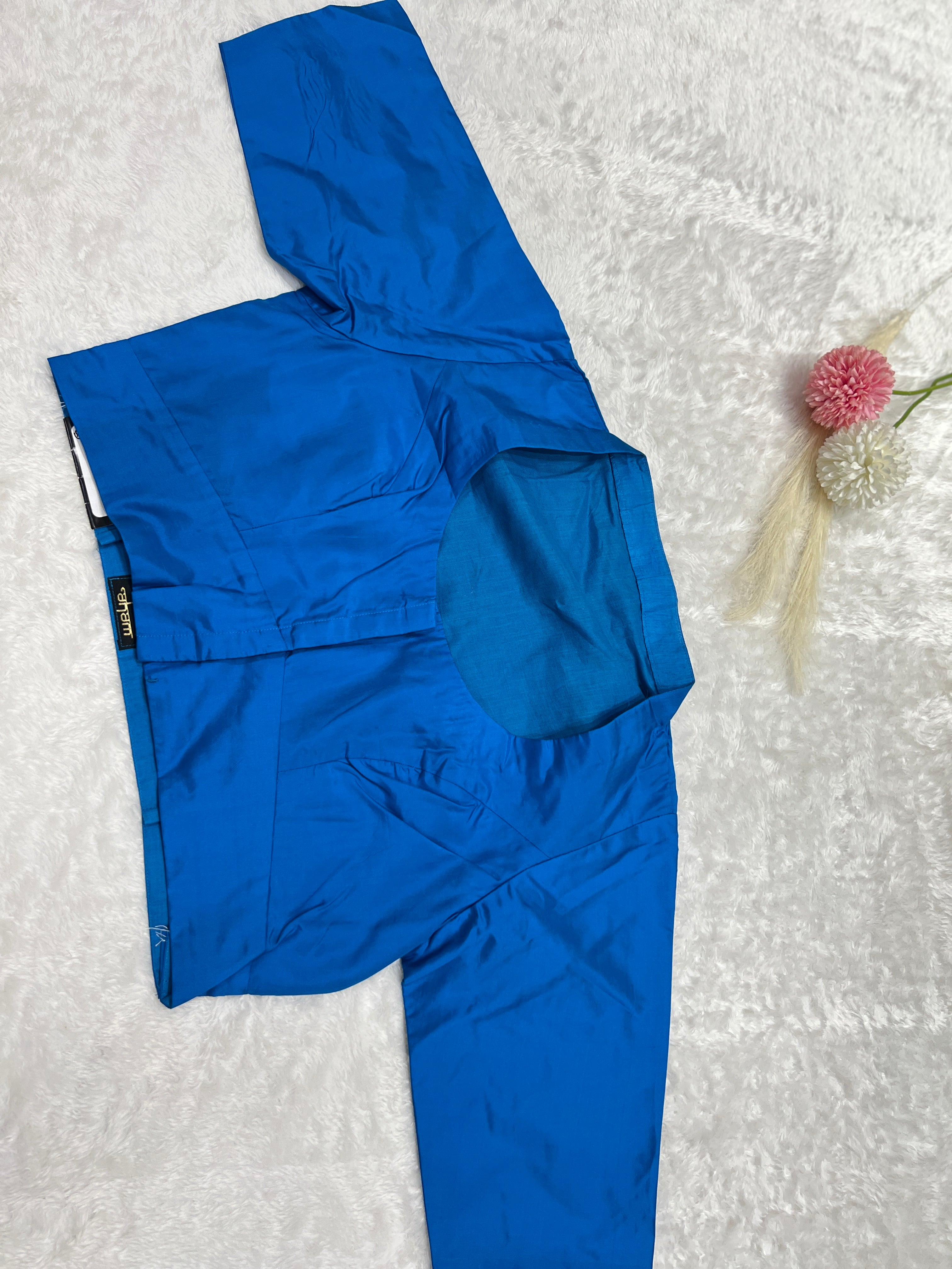 Solid Patterned Semi Silk Stitched Blouse | DNB133