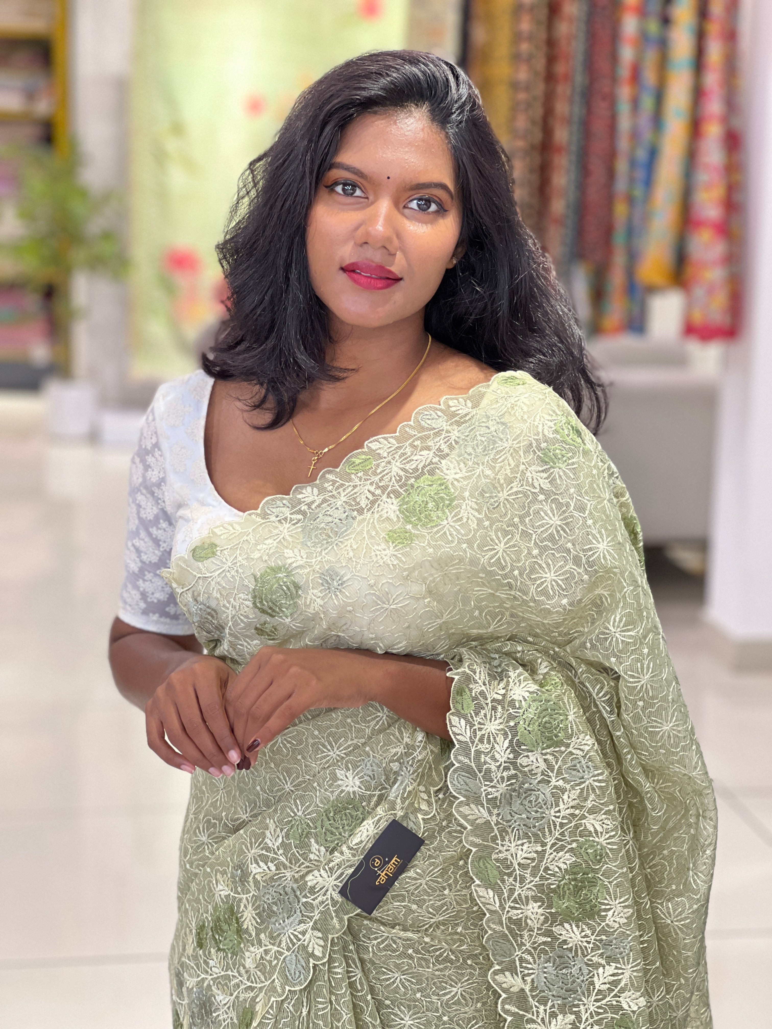 Machine Embroidery Detailed Tepchi Kota Saree | PNS271