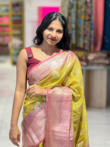 Bhagalpuri Linen Saree With Banarasi Weaving Pattern | SK407