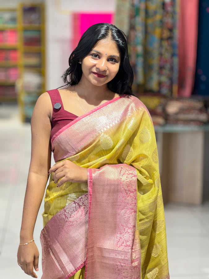 Bhagalpuri Linen Saree With Banarasi Weaving Pattern | SK407