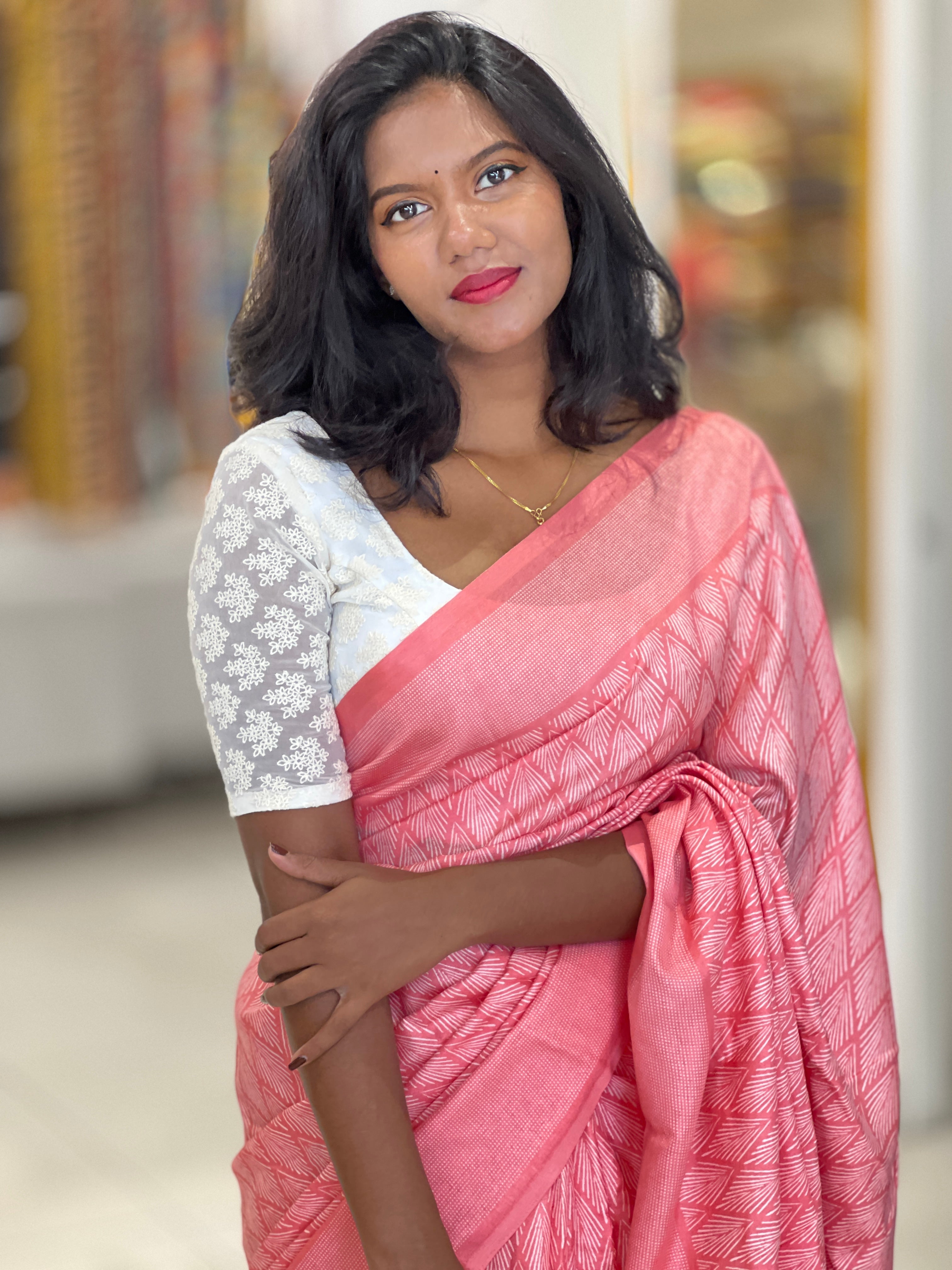 Leaf Print Patterned Semi Silk Saree | RMP109